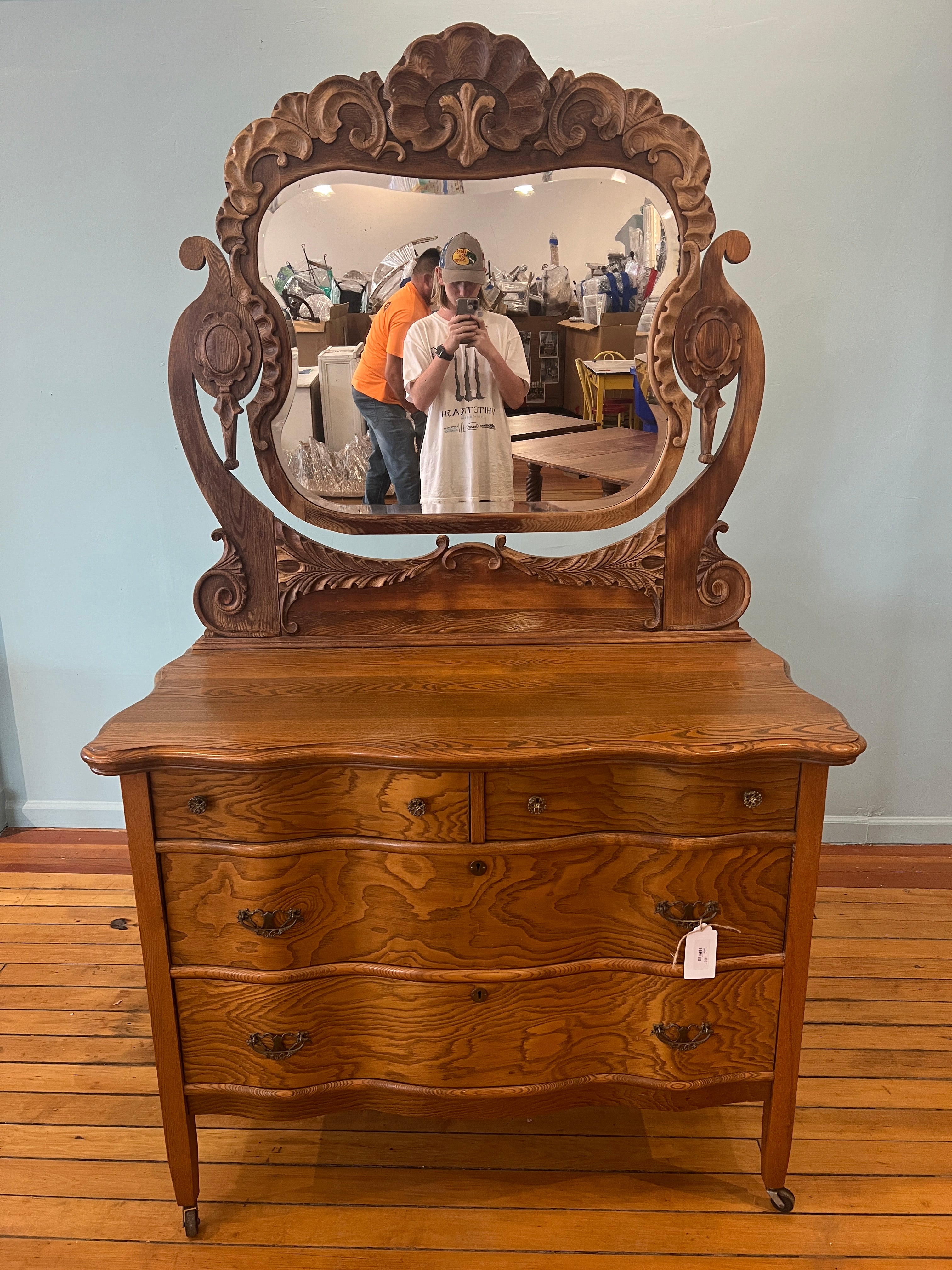 Pristine Antique Coye Furniture Co. Serpentine Dresser