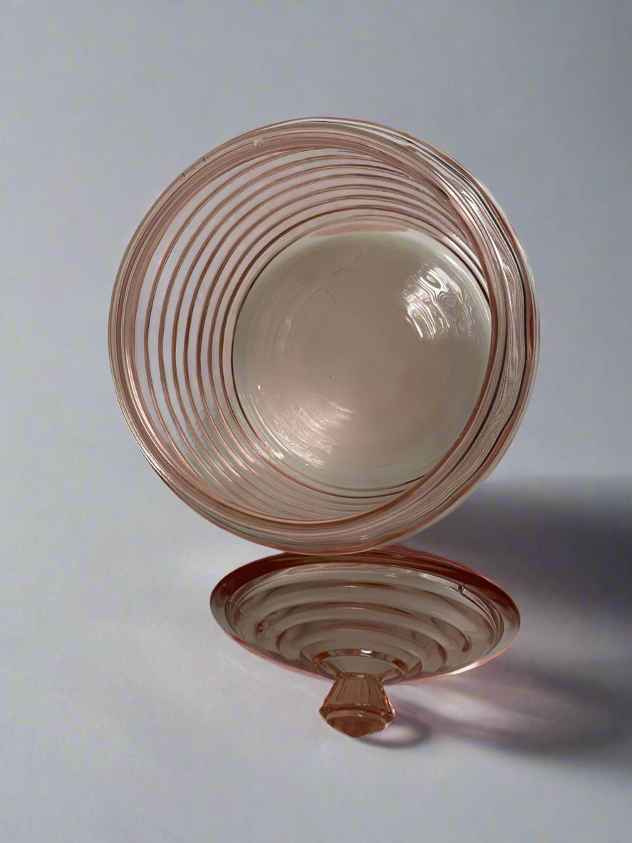Pink depression Ribbed Cookie Jar