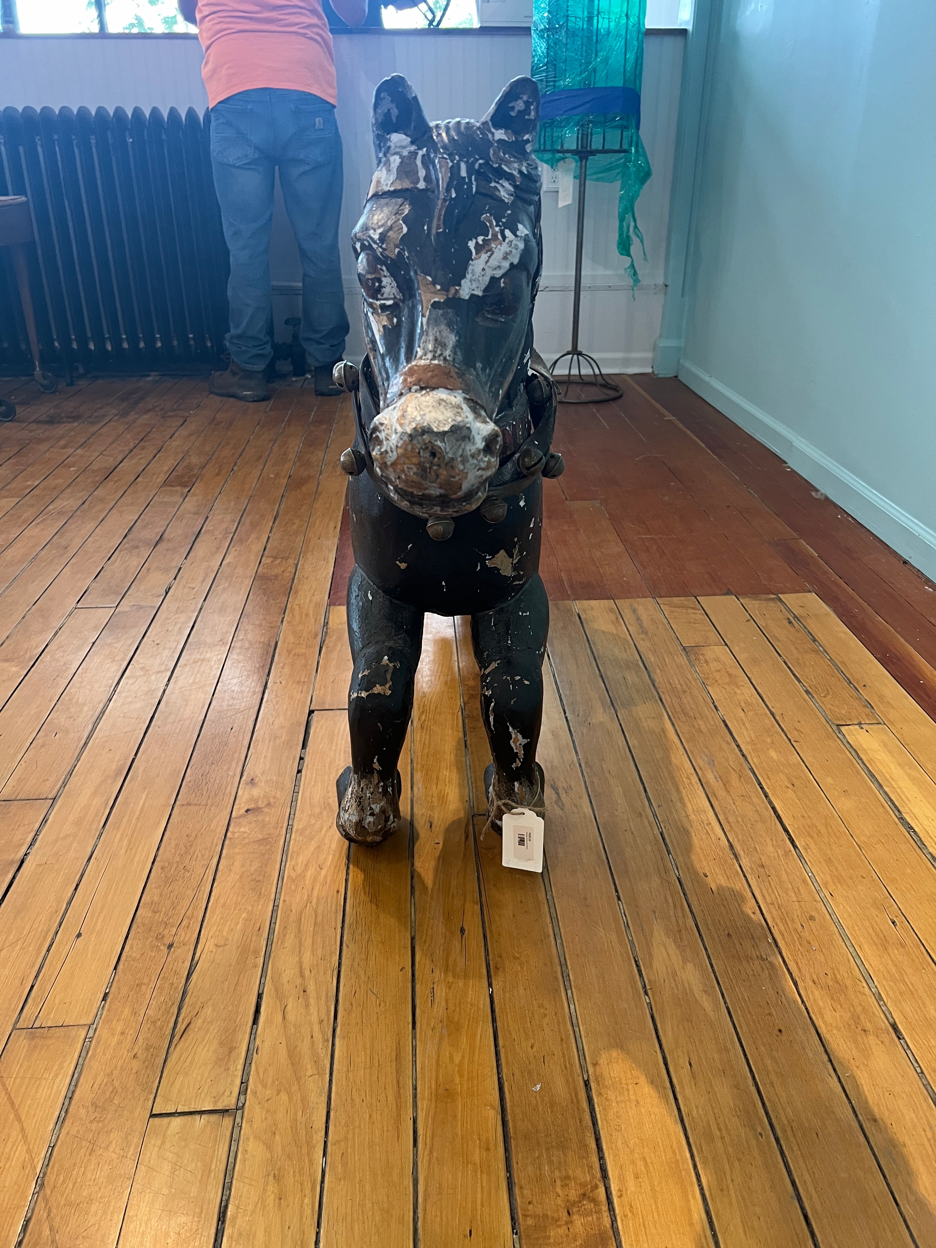 Antique Carousel Horse on Stand with Bells