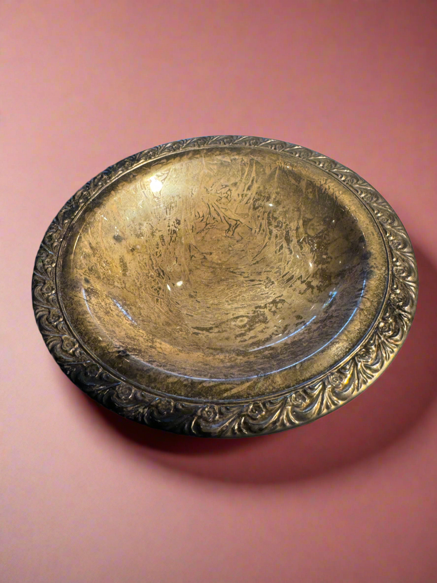 Silver Plated Embossed Serving Bowl