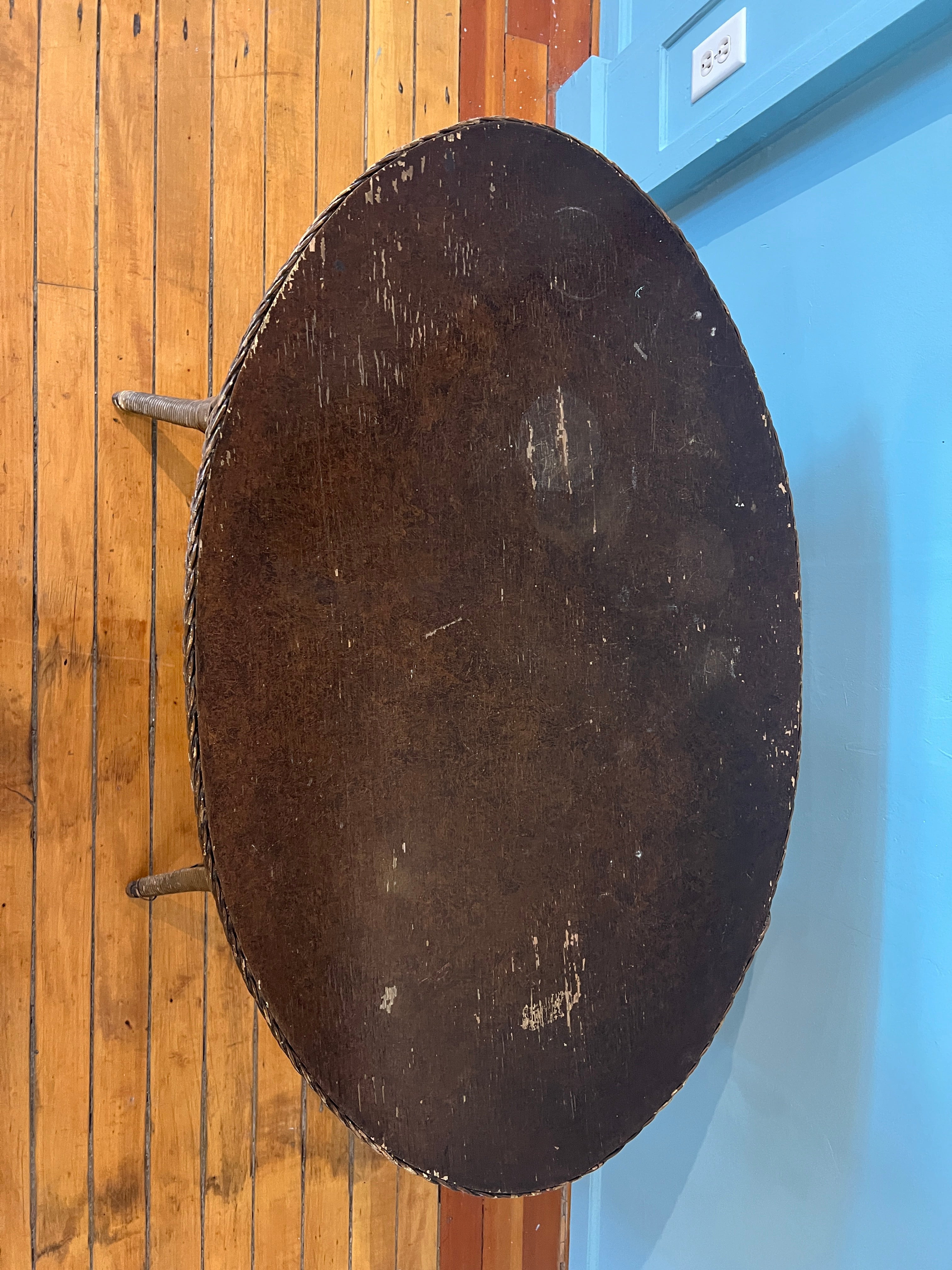 Vintage Oval Wicker Table