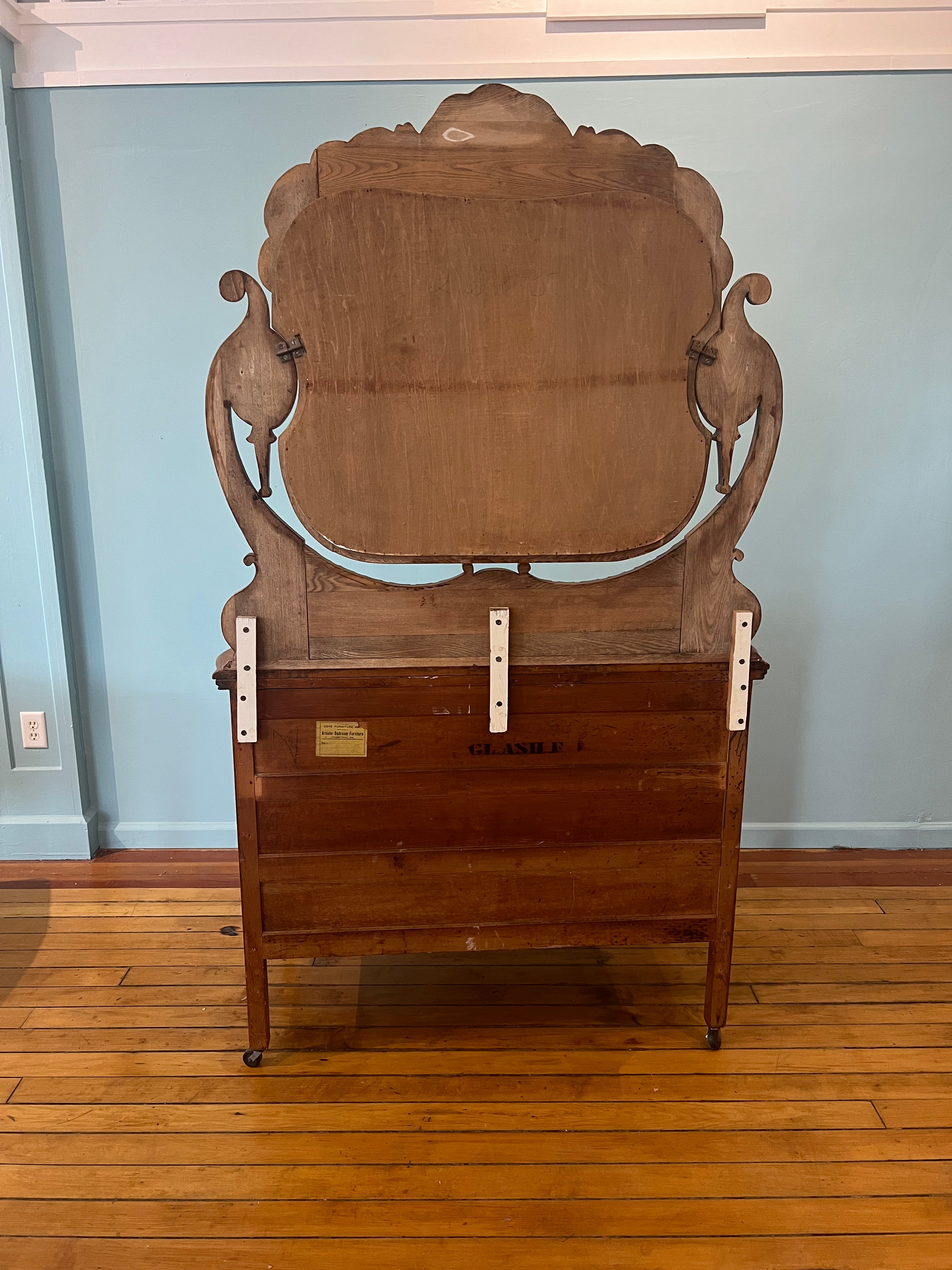 Pristine Antique Coye Furniture Co. Serpentine Dresser