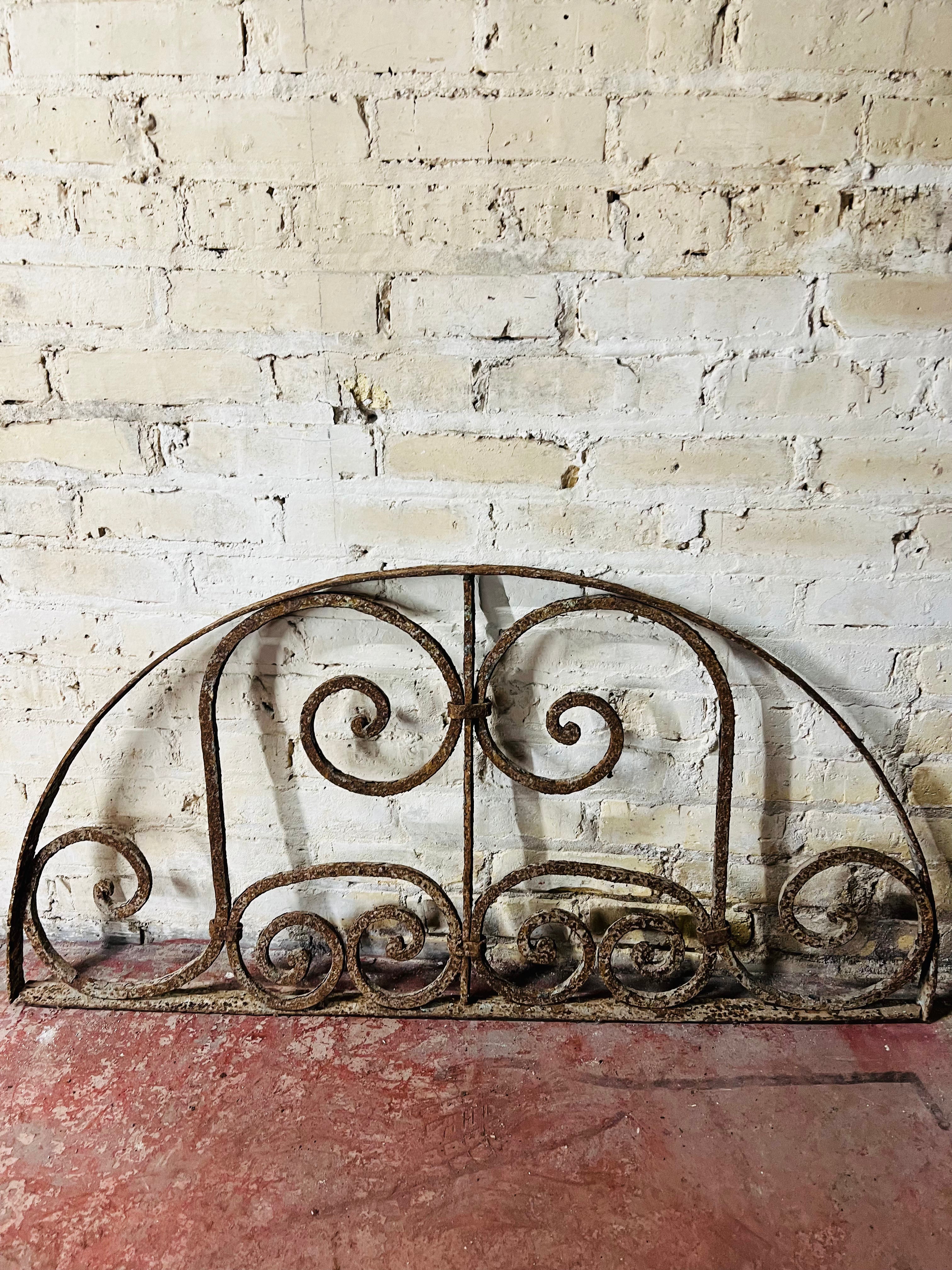French Colonial Wrought Iron Arched Transom
