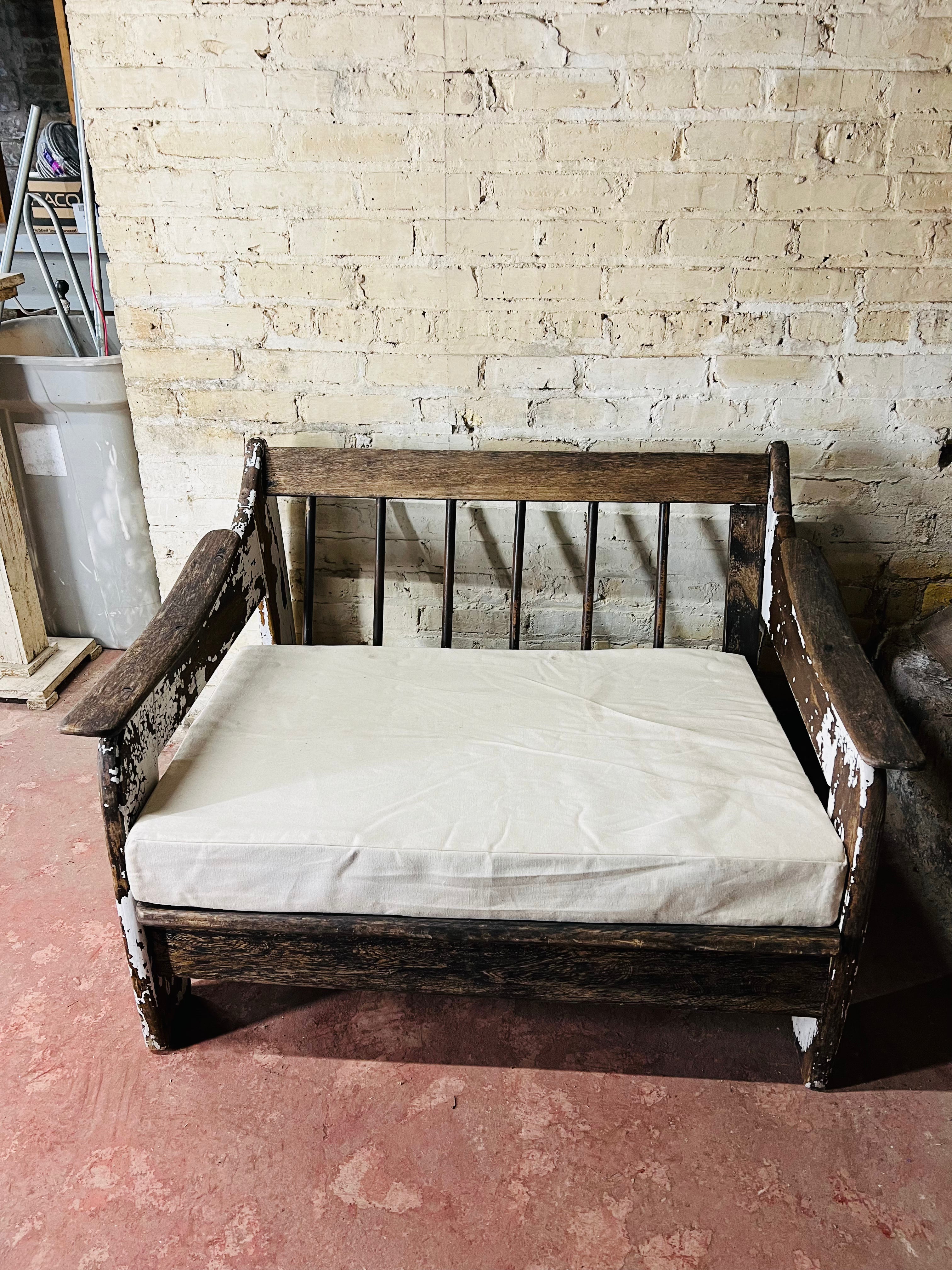 Vintage Rustic Carved Bench/Settee