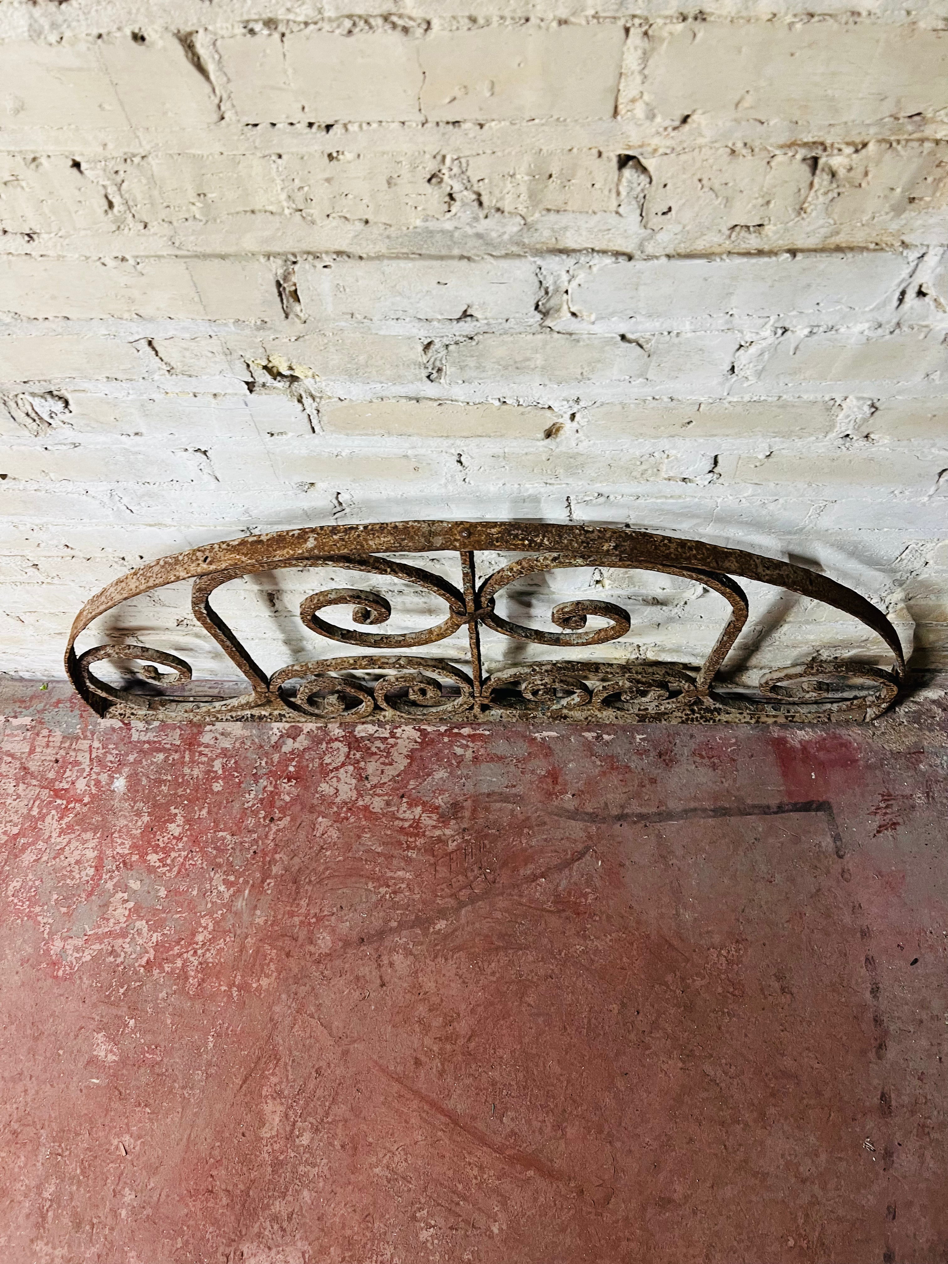 French Colonial Wrought Iron Arched Transom