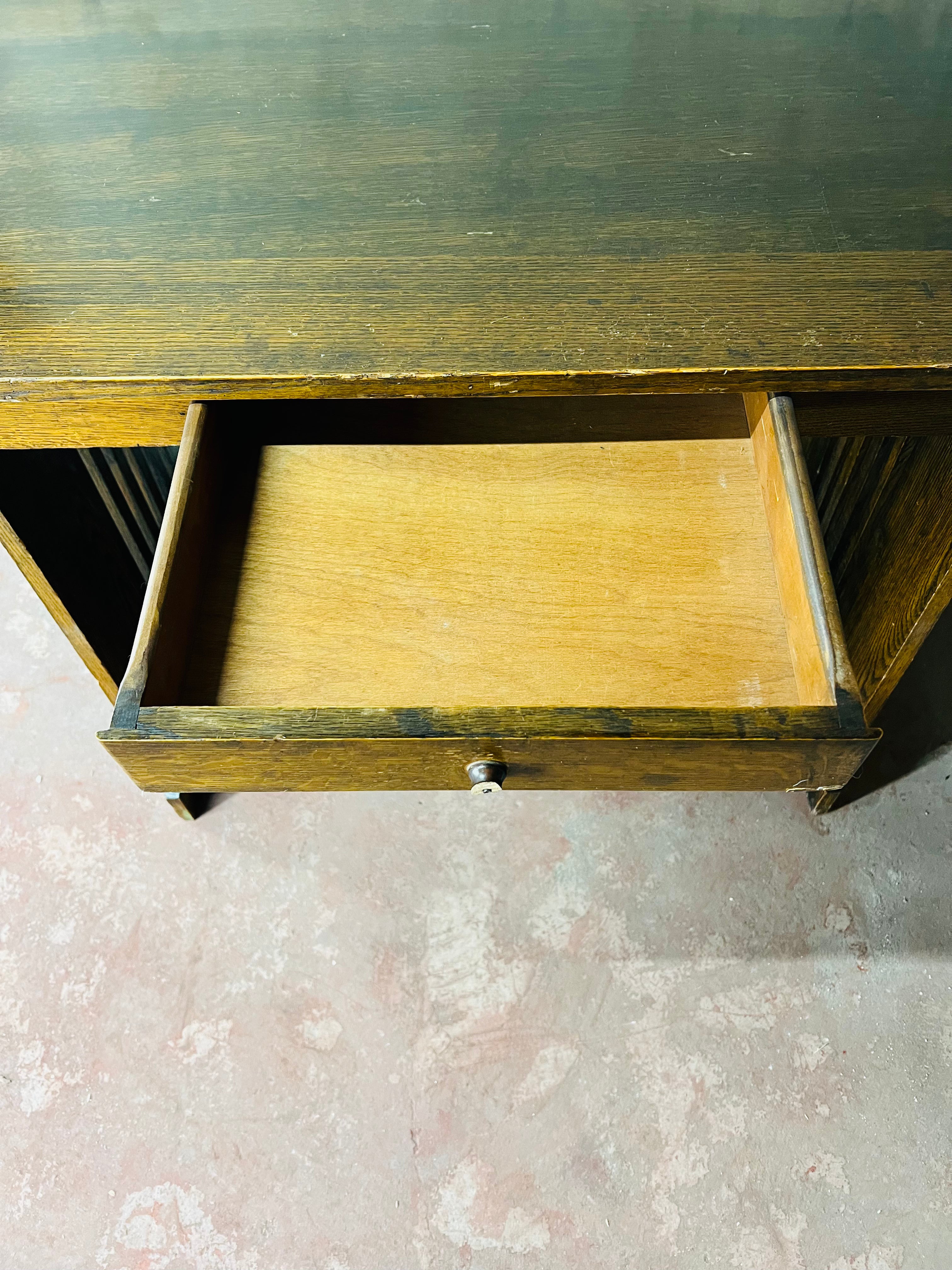 Antique Vintage Oak Mission Library Table