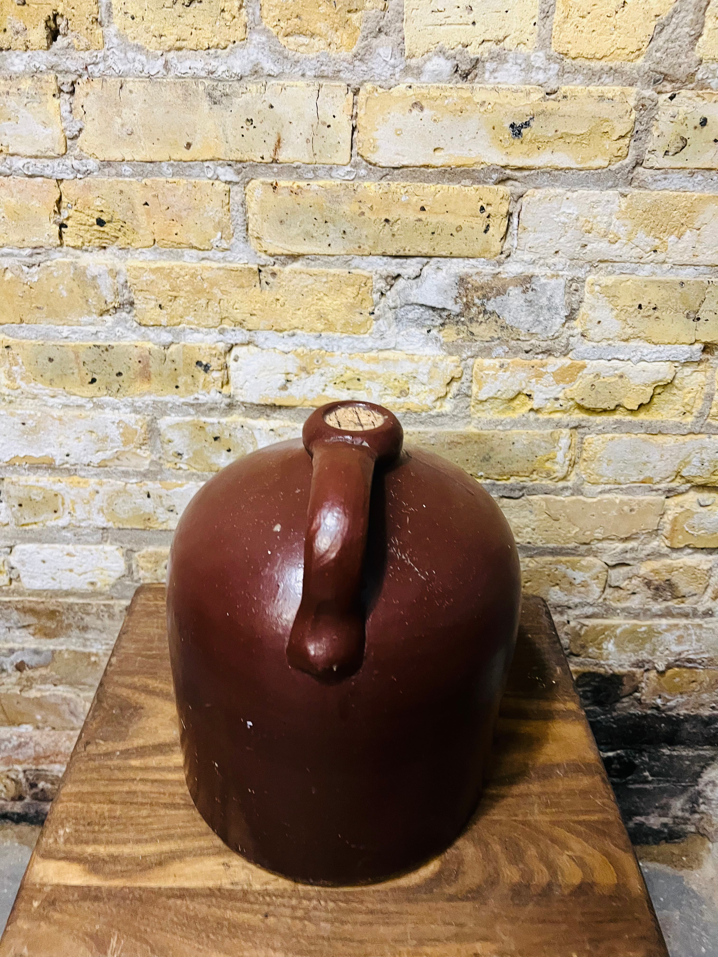 Antique Crock Jug Brown Stoneware