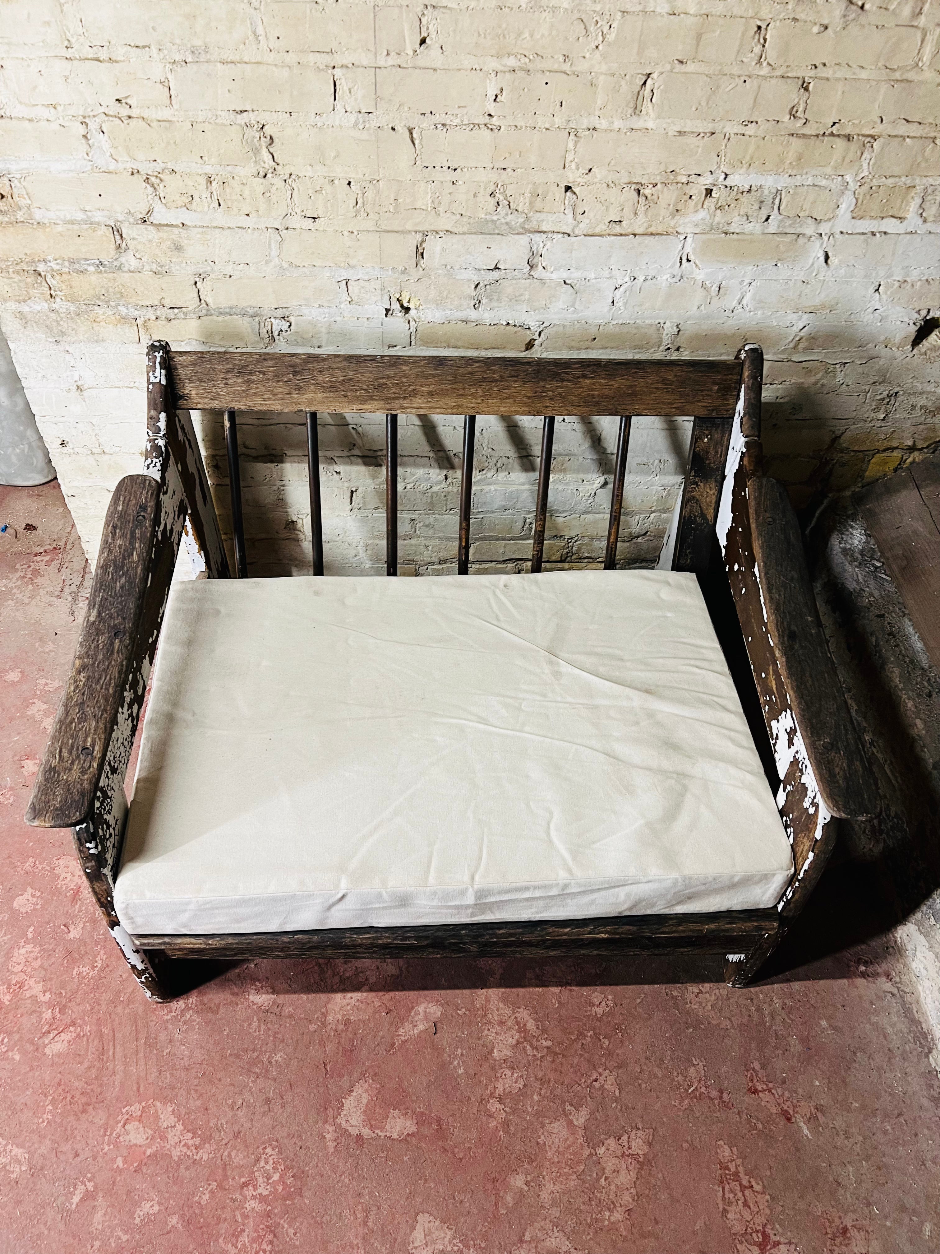 Vintage Rustic Carved Bench/Settee