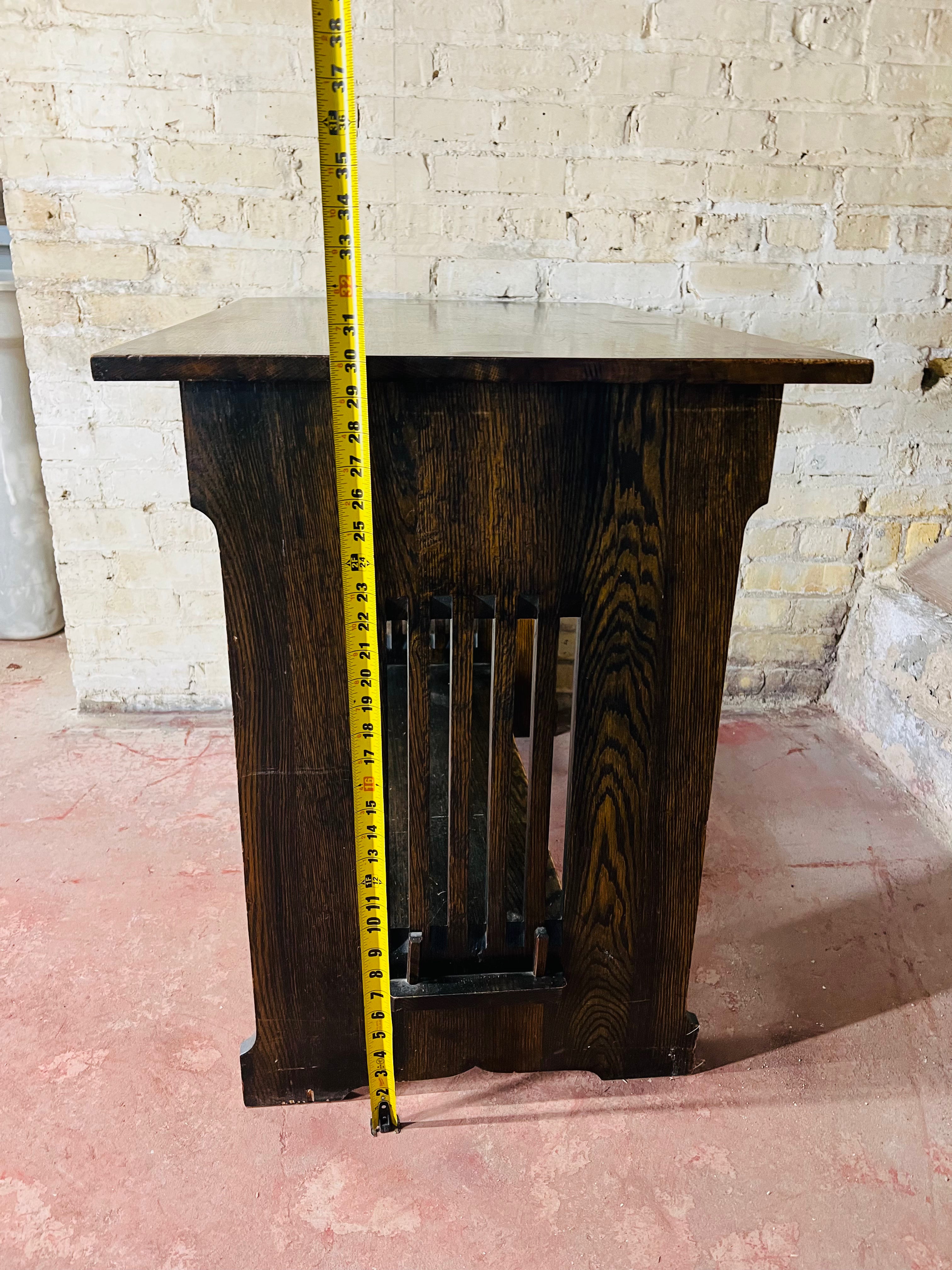 Antique Vintage Oak Mission Library Table