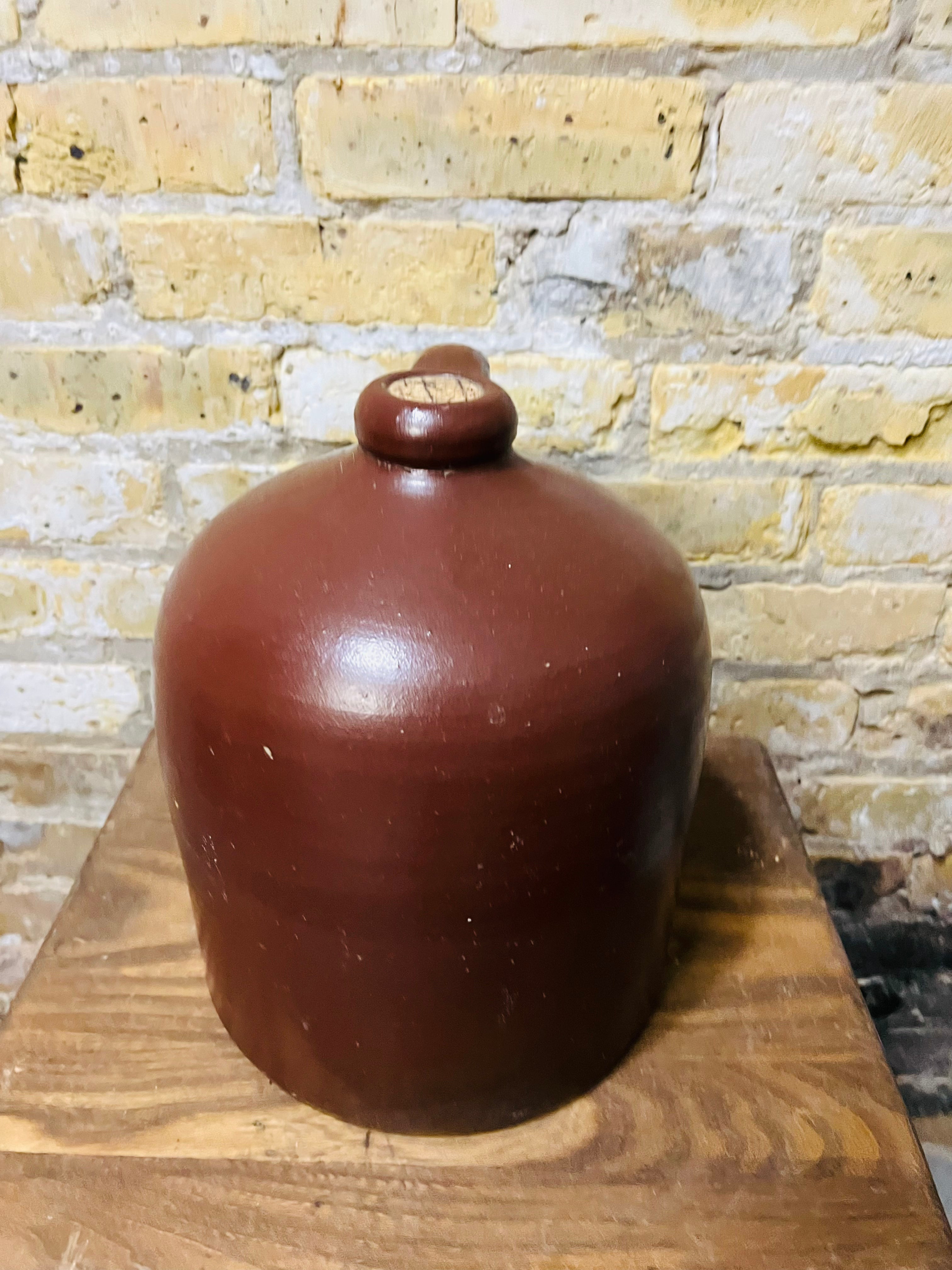 Antique Crock Jug Brown Stoneware