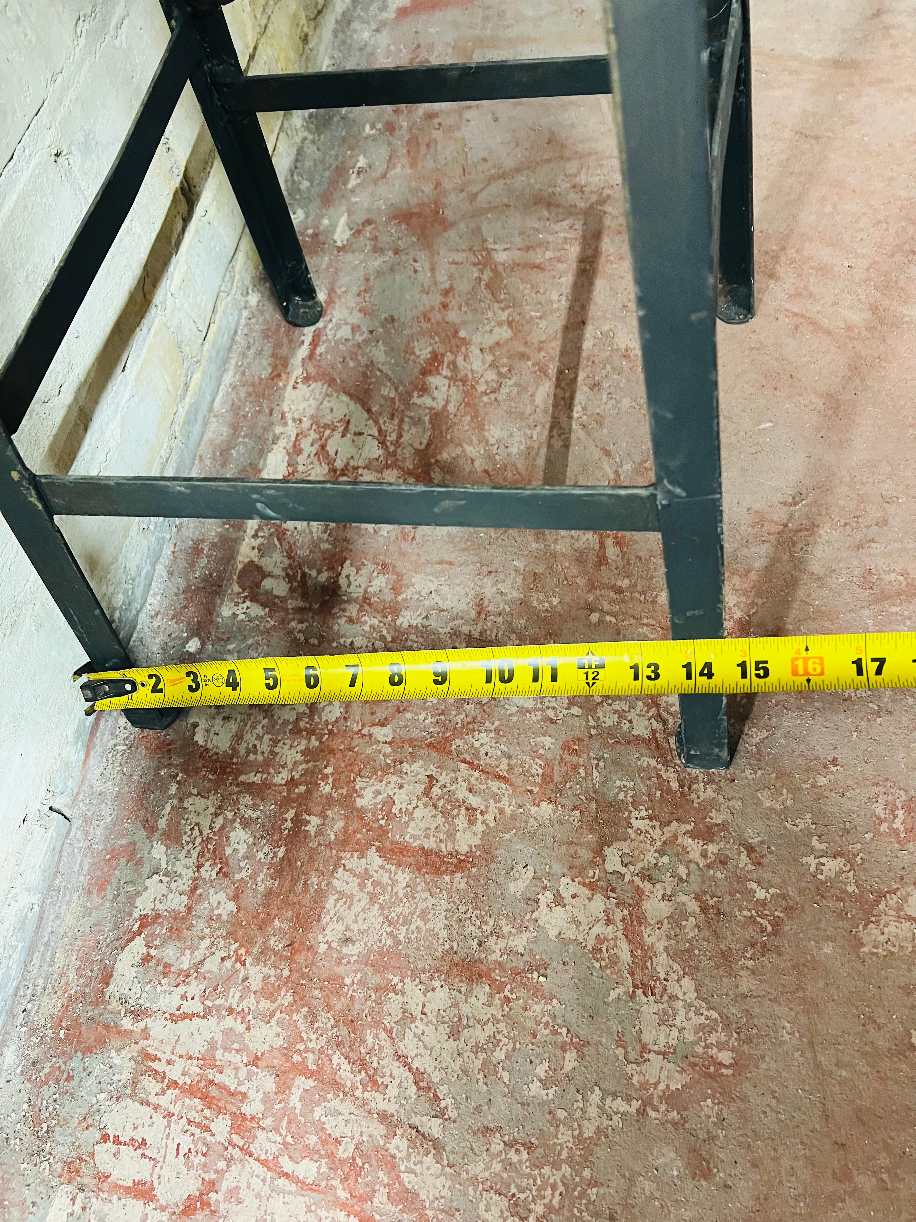 Vintage Wood Stool - Metal Legs