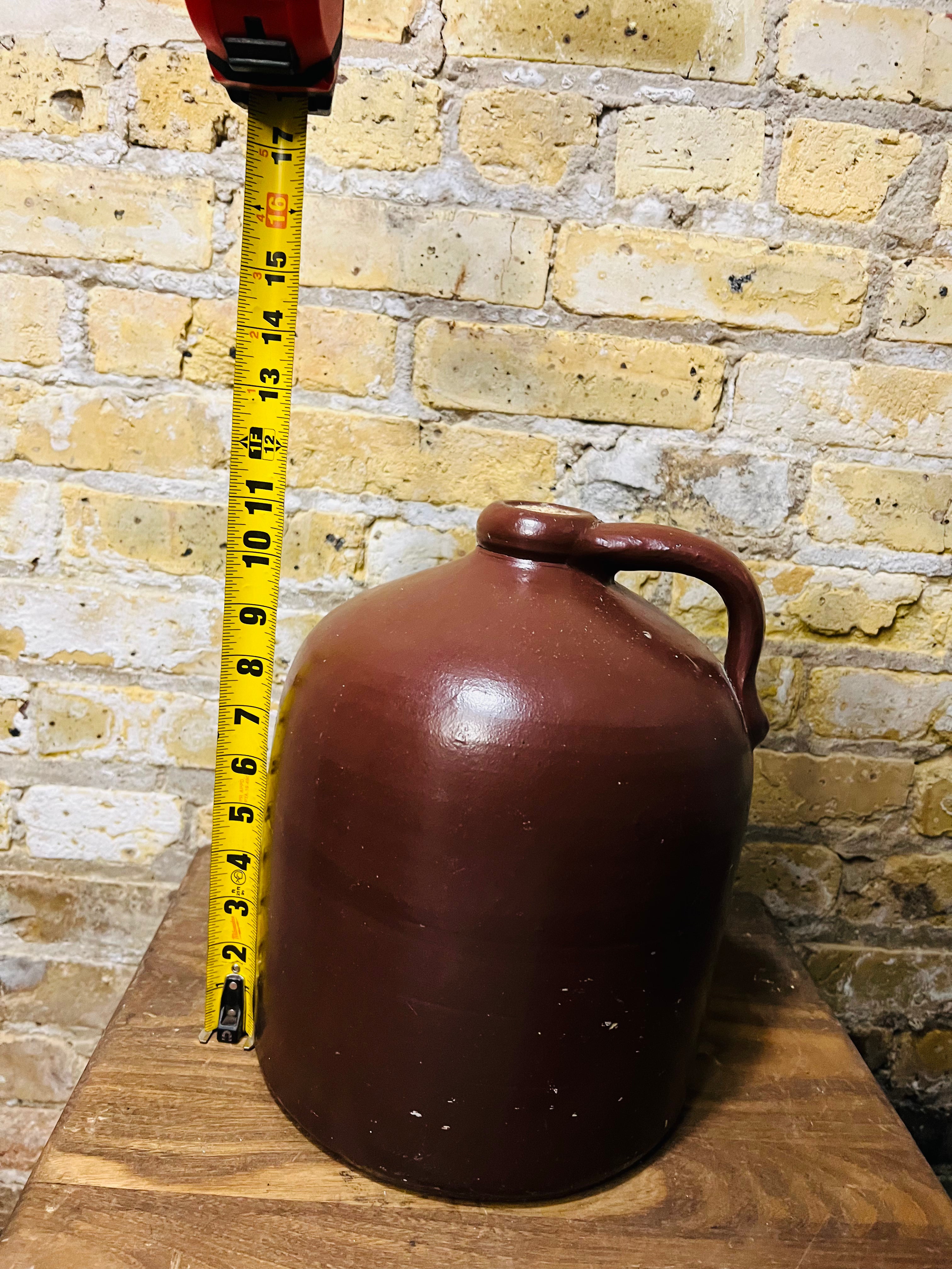 Antique Crock Jug Brown Stoneware