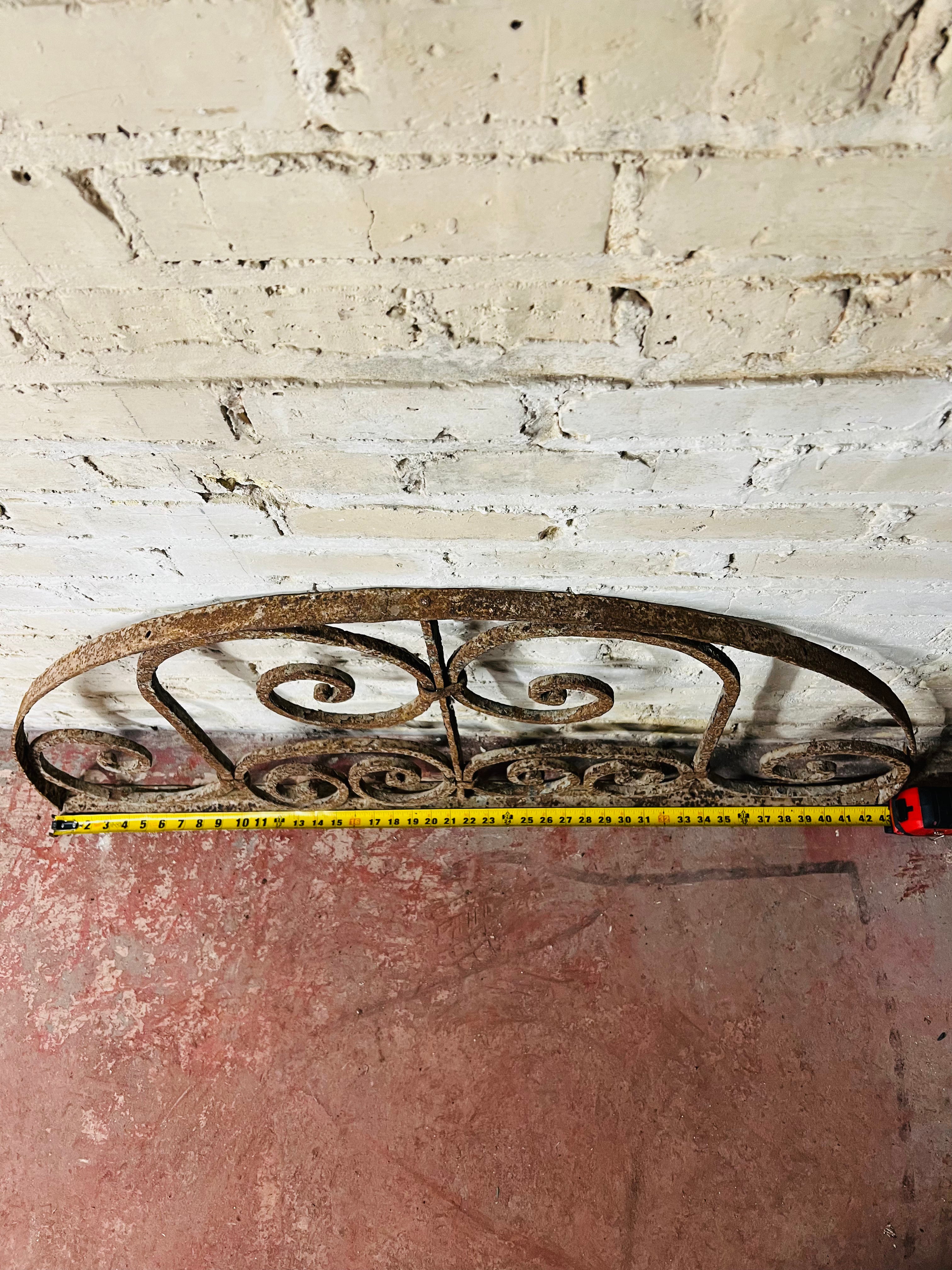 French Colonial Wrought Iron Arched Transom