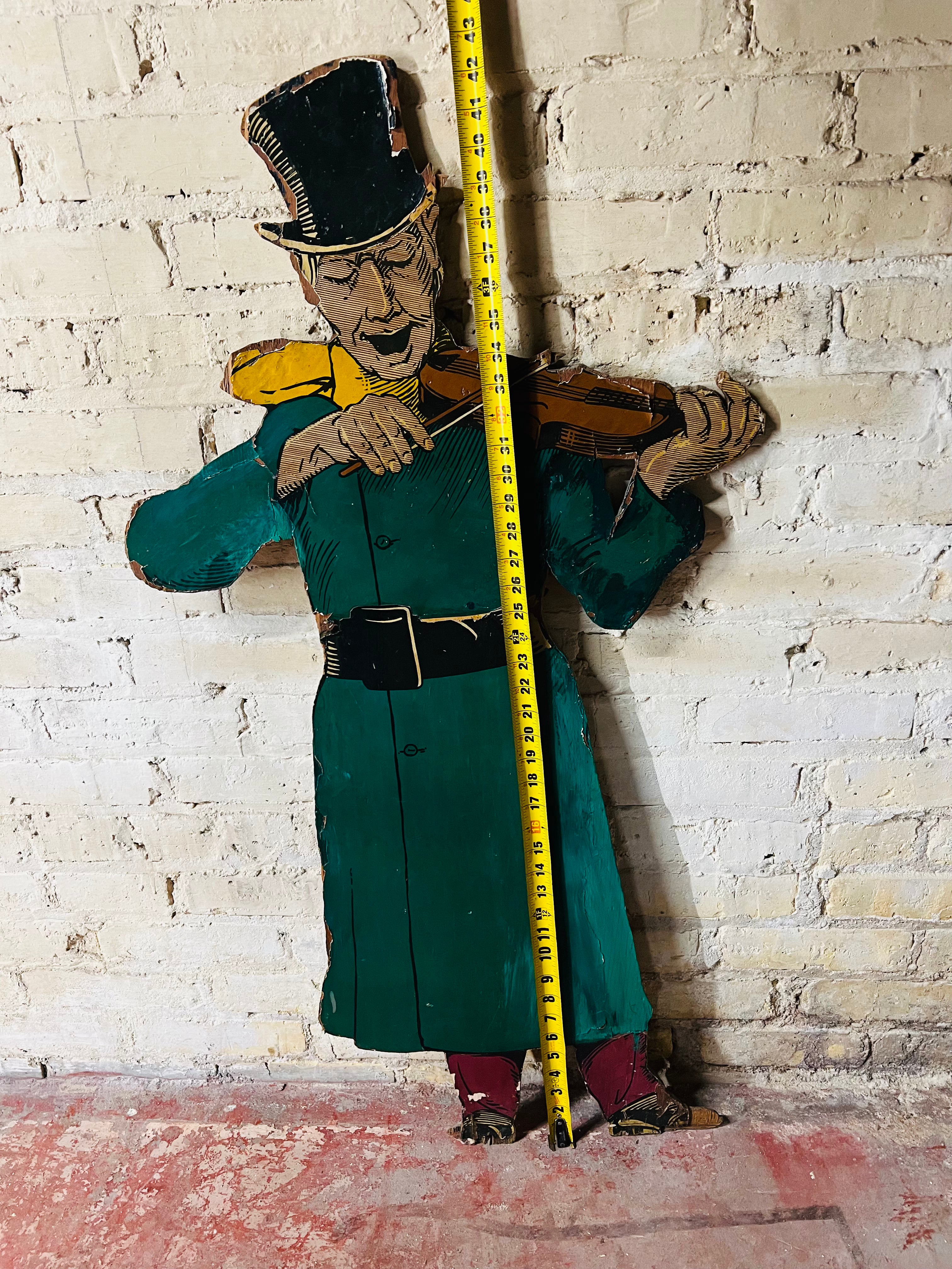 Vintage Wood Caroler Playing Violin - Man