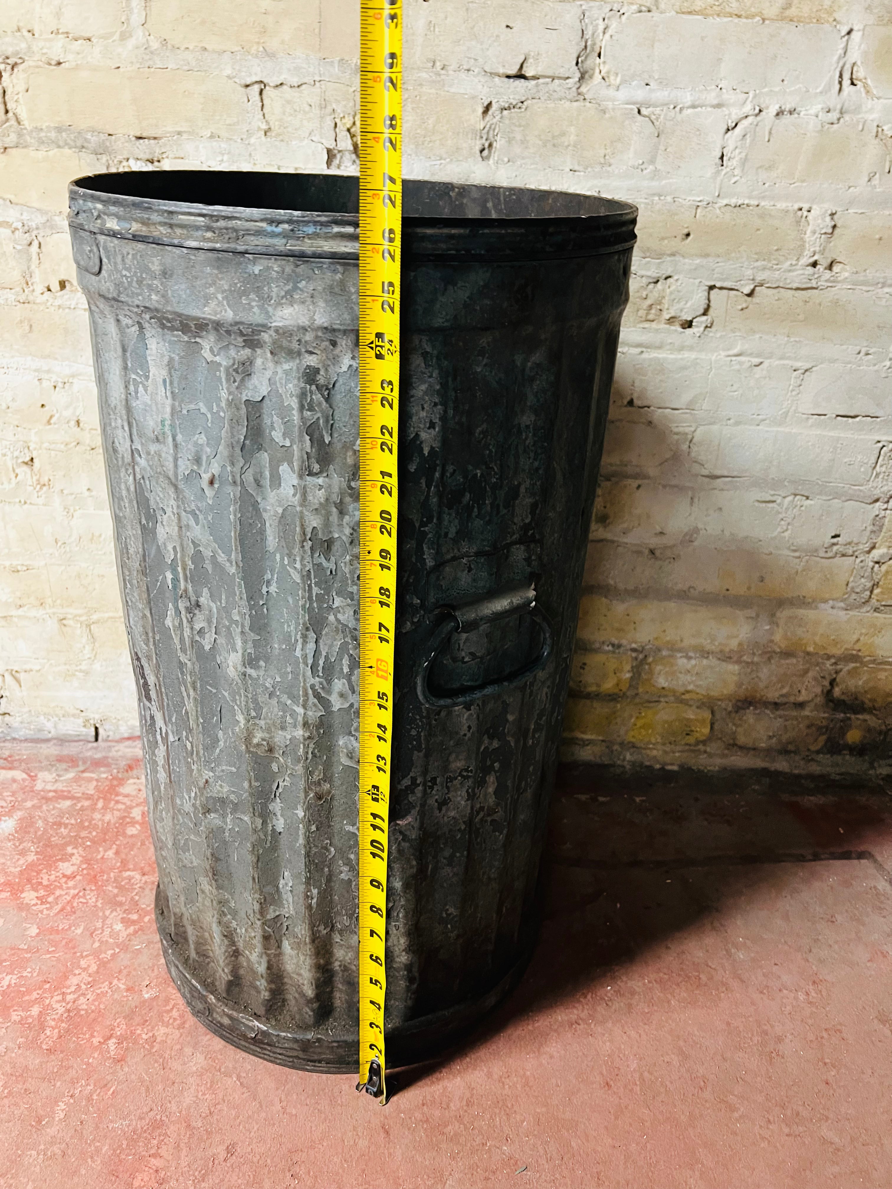 Vintage Galvanized Steel Trash Can