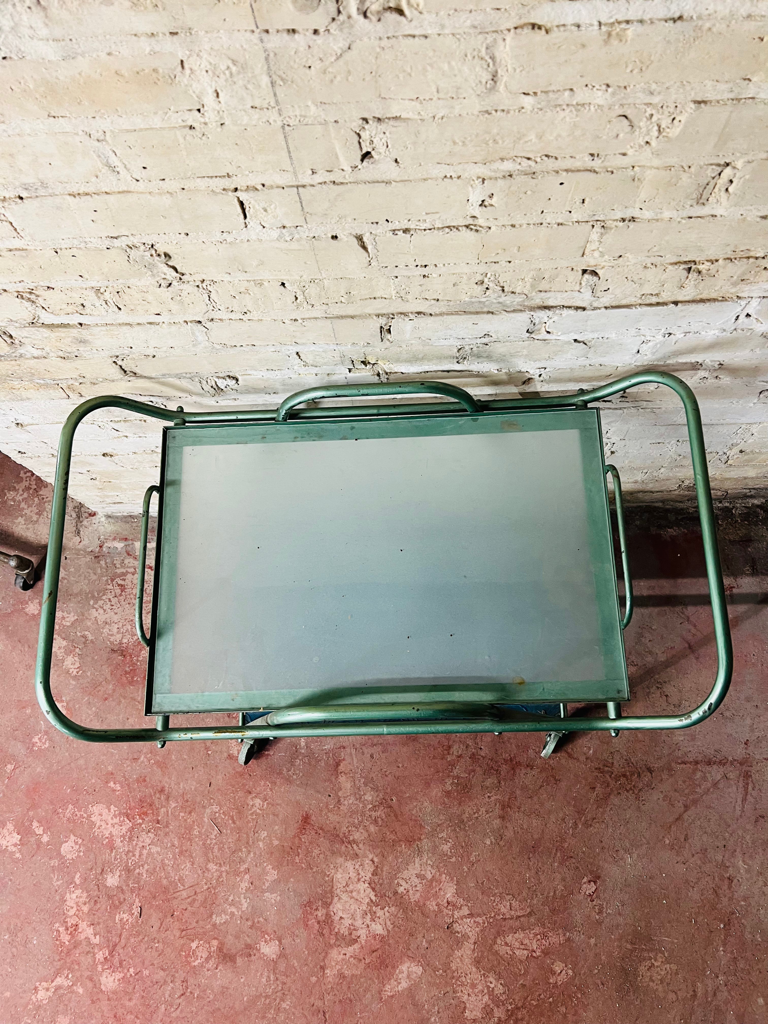 Vintage Serving Cart - Green Metal