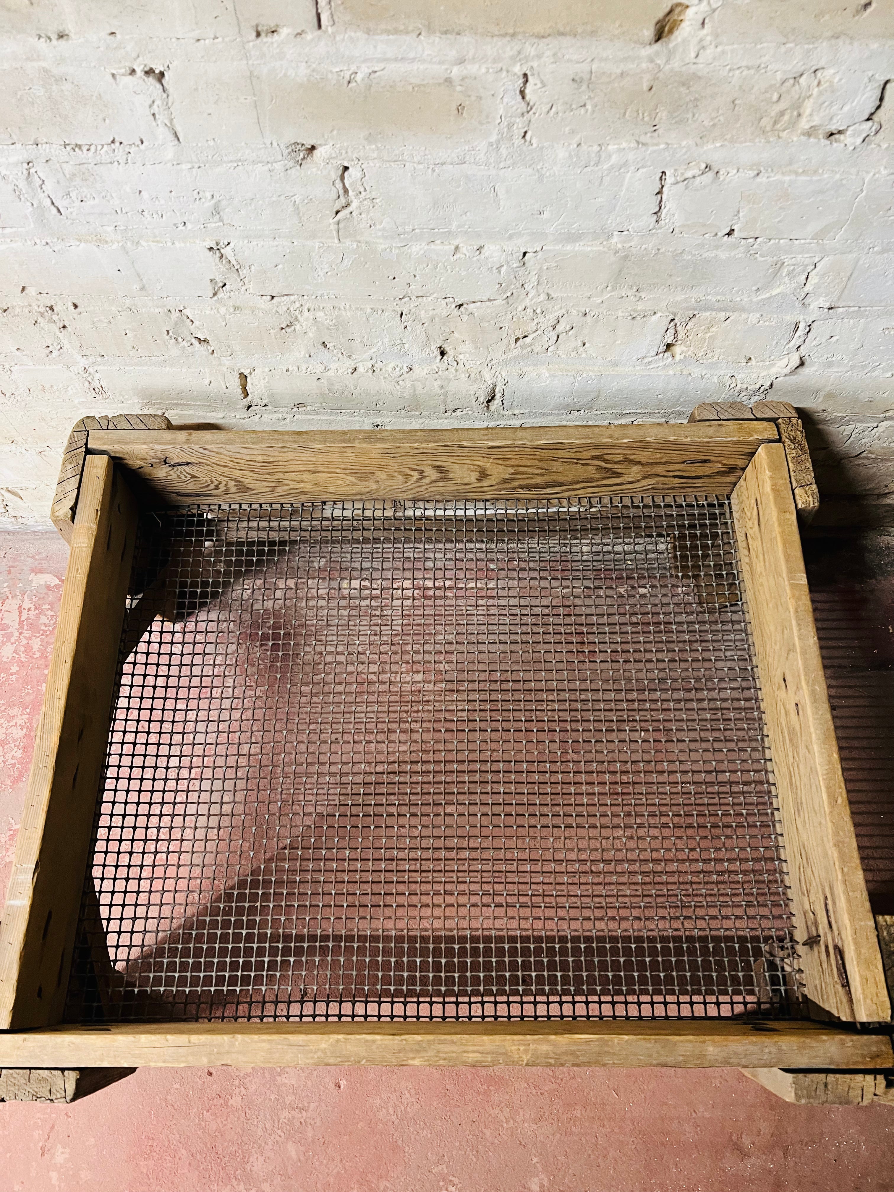 Vintage Wood and Wire Mesh Flour Grain Sieve