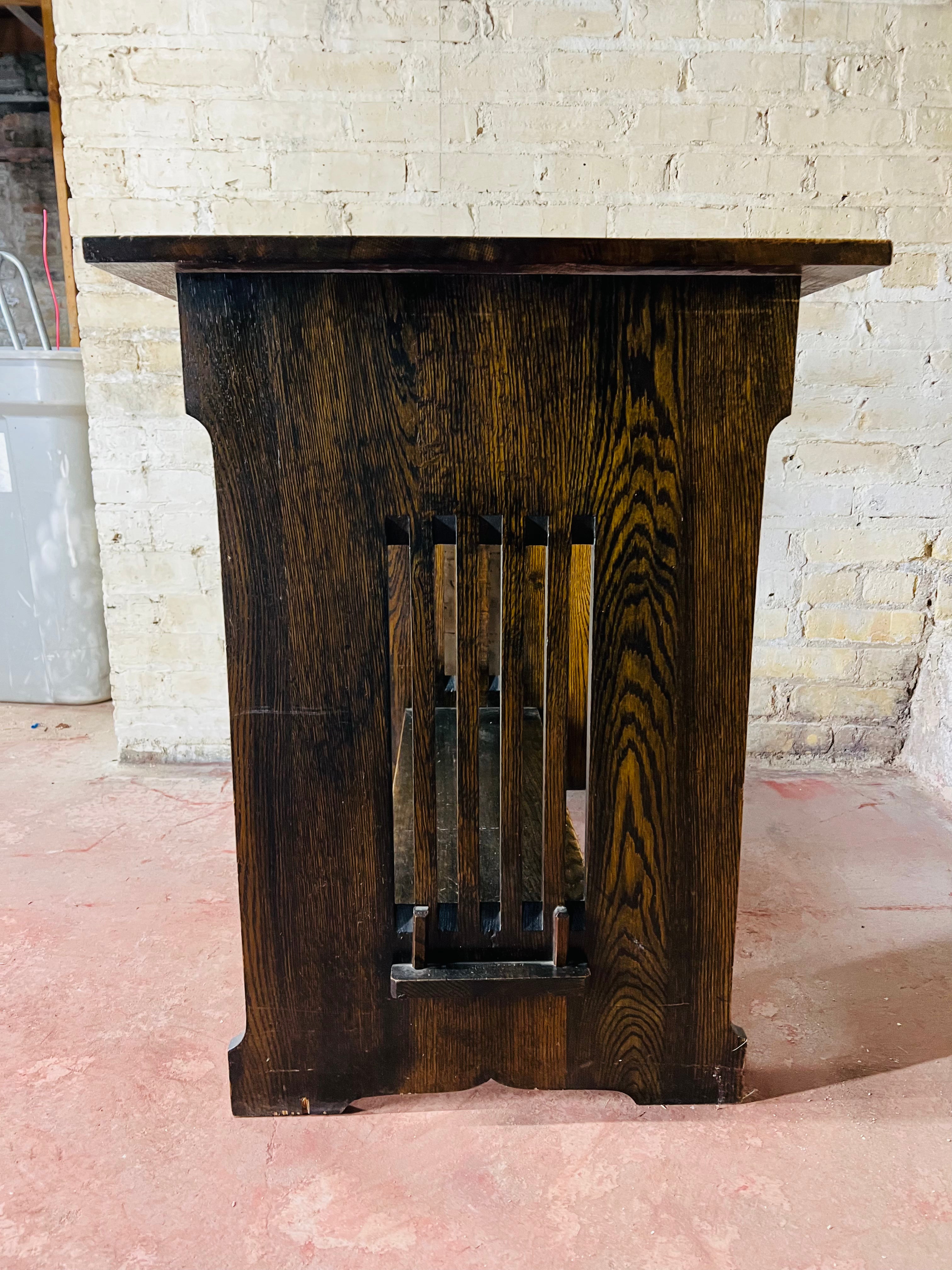 Antique Vintage Oak Mission Library Table