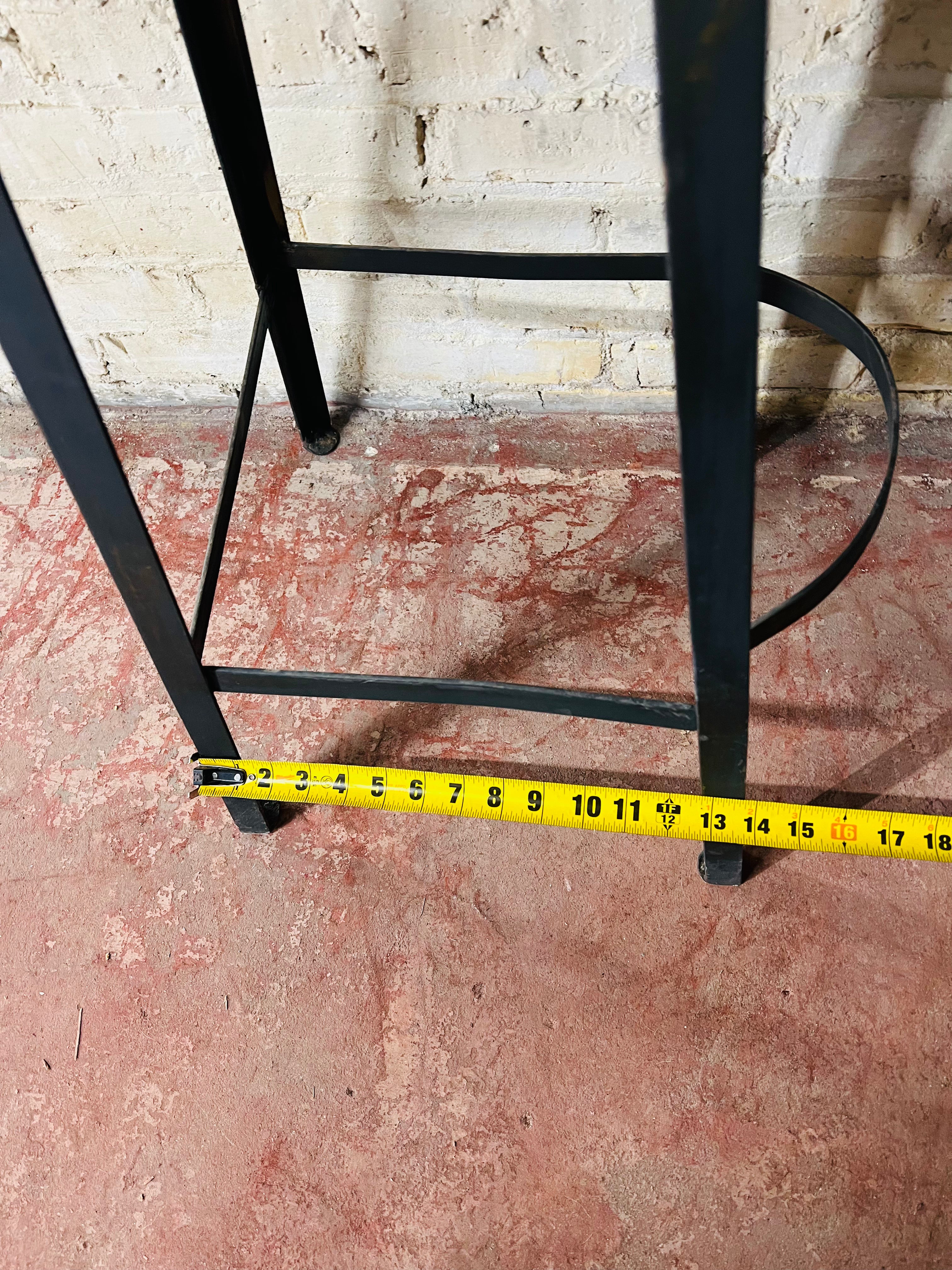 Vintage Wood Stool - Metal Legs