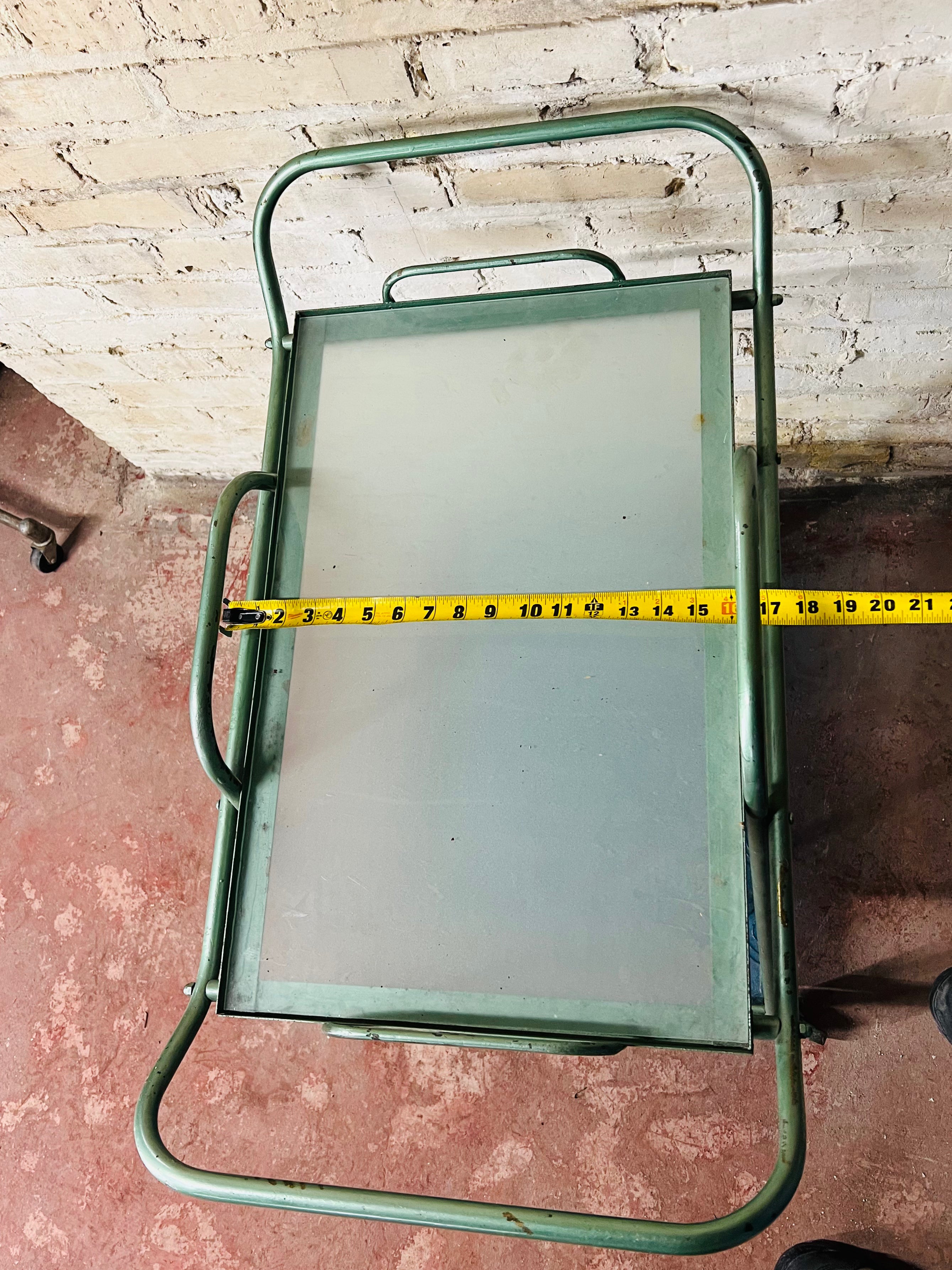 Vintage Serving Cart - Green Metal