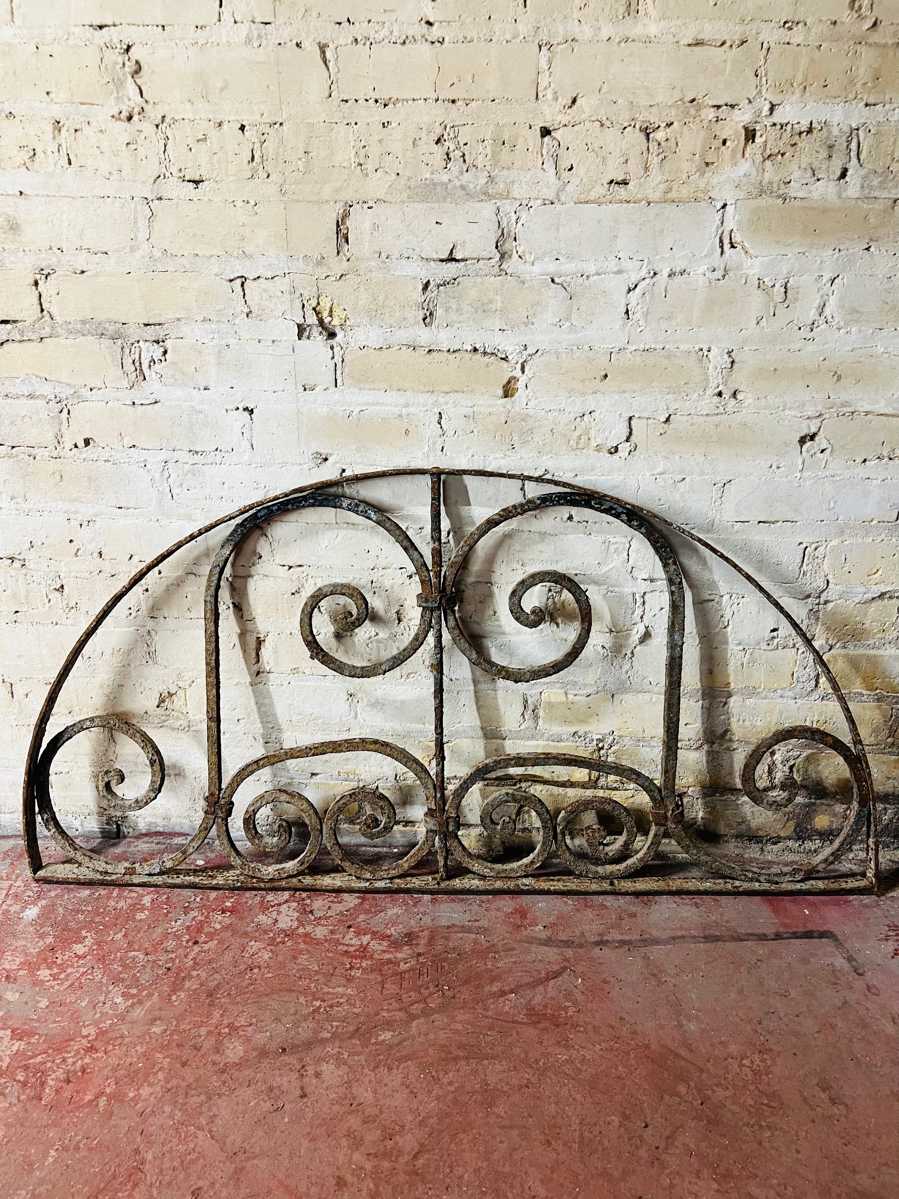 French Colonial Wrought Iron Arched Transom