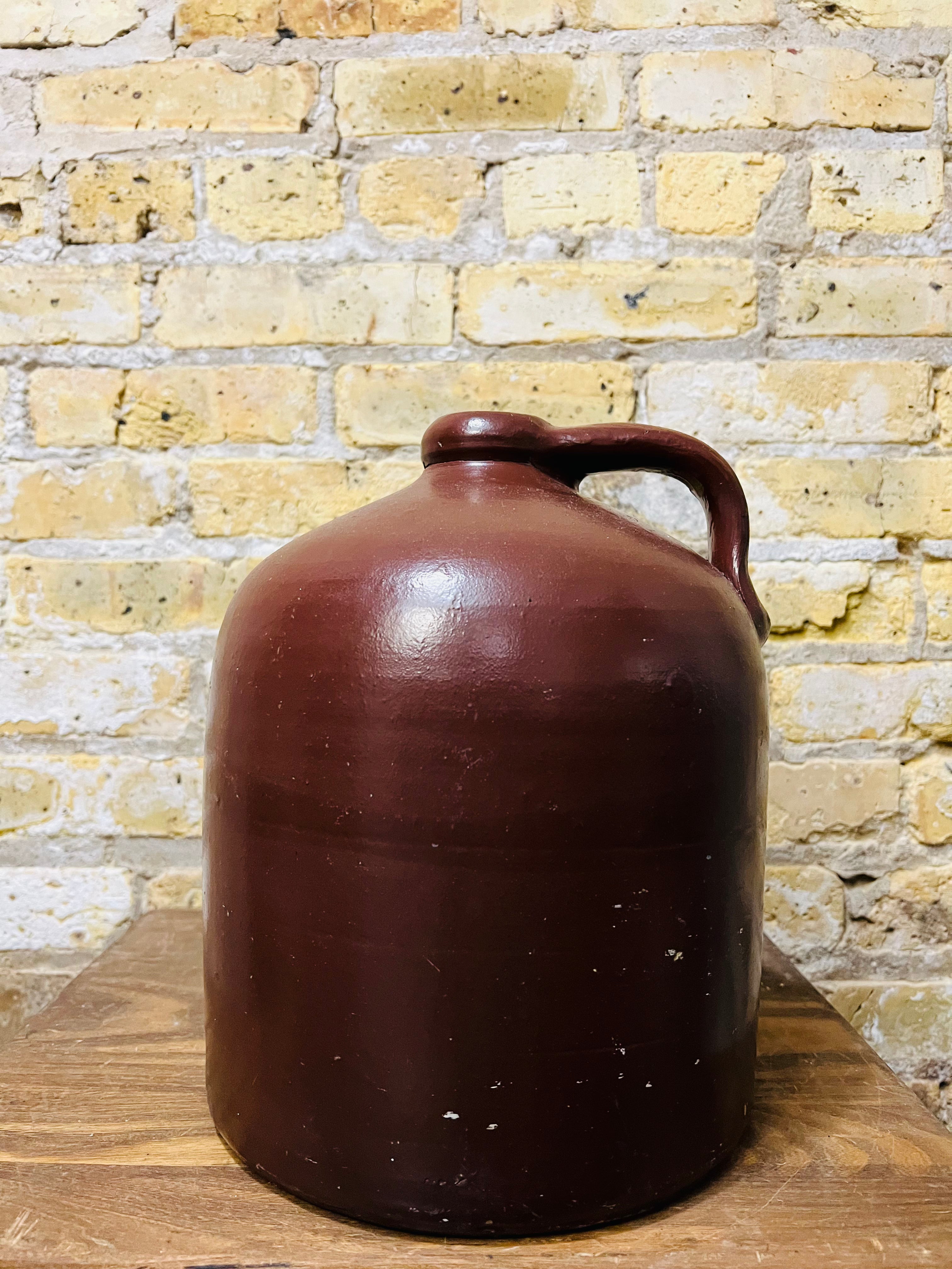 Antique Crock Jug Brown Stoneware