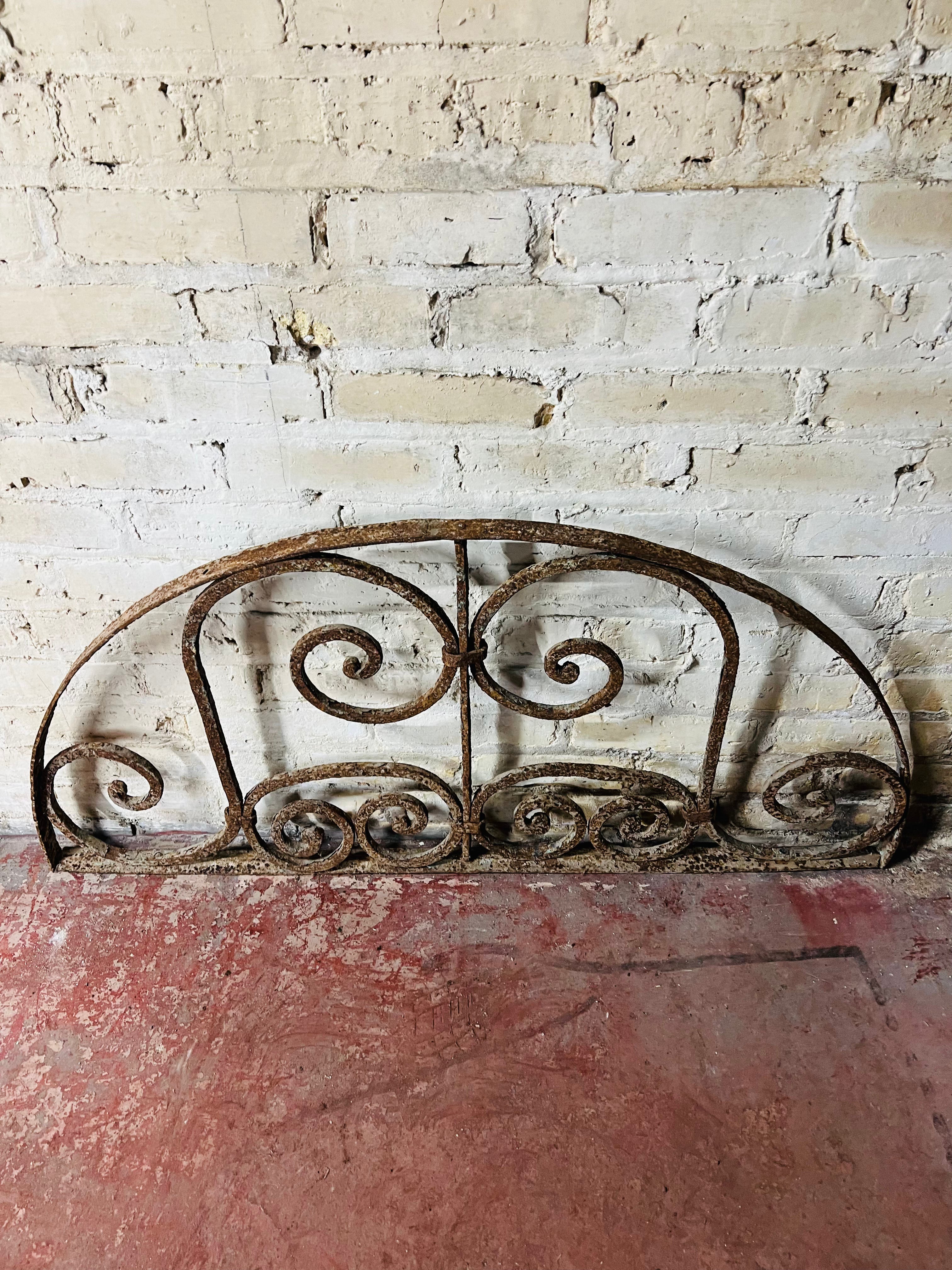 French Colonial Wrought Iron Arched Transom