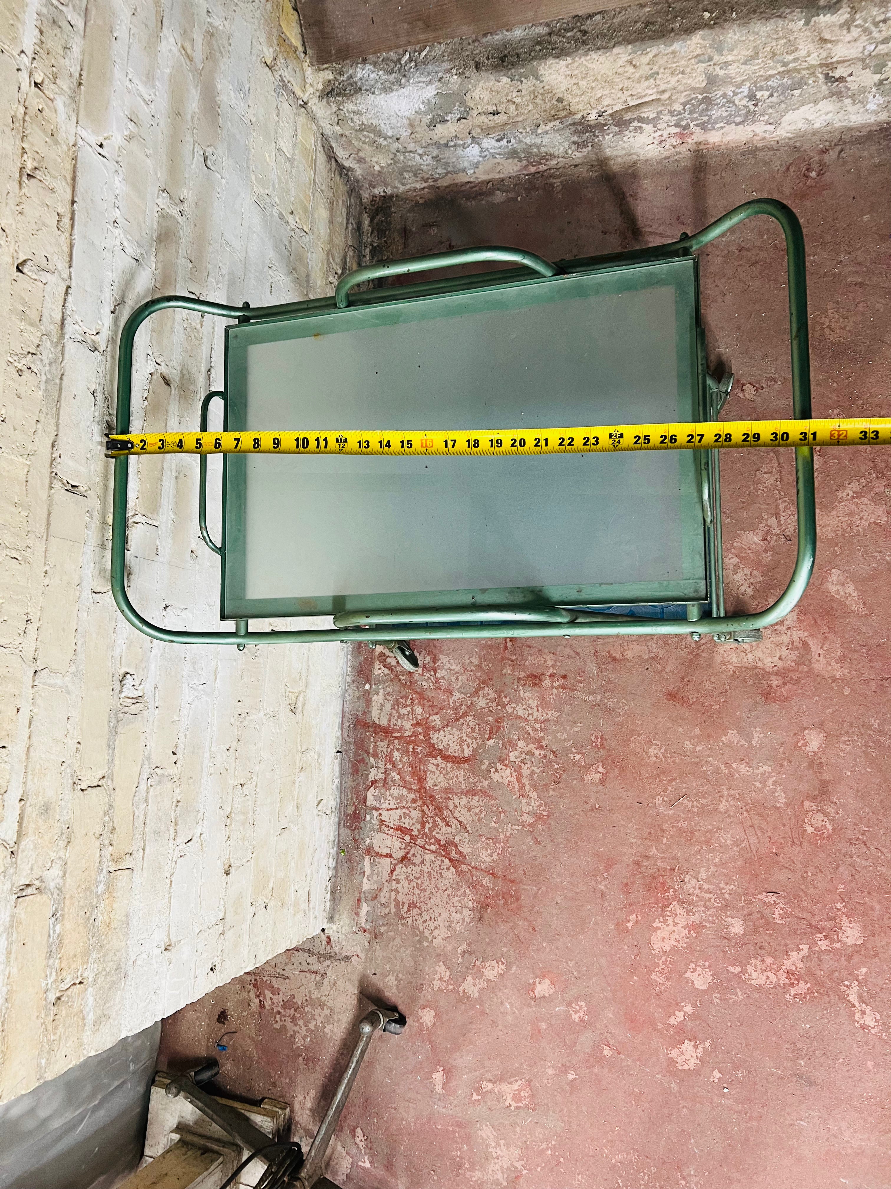 Vintage Serving Cart - Green Metal