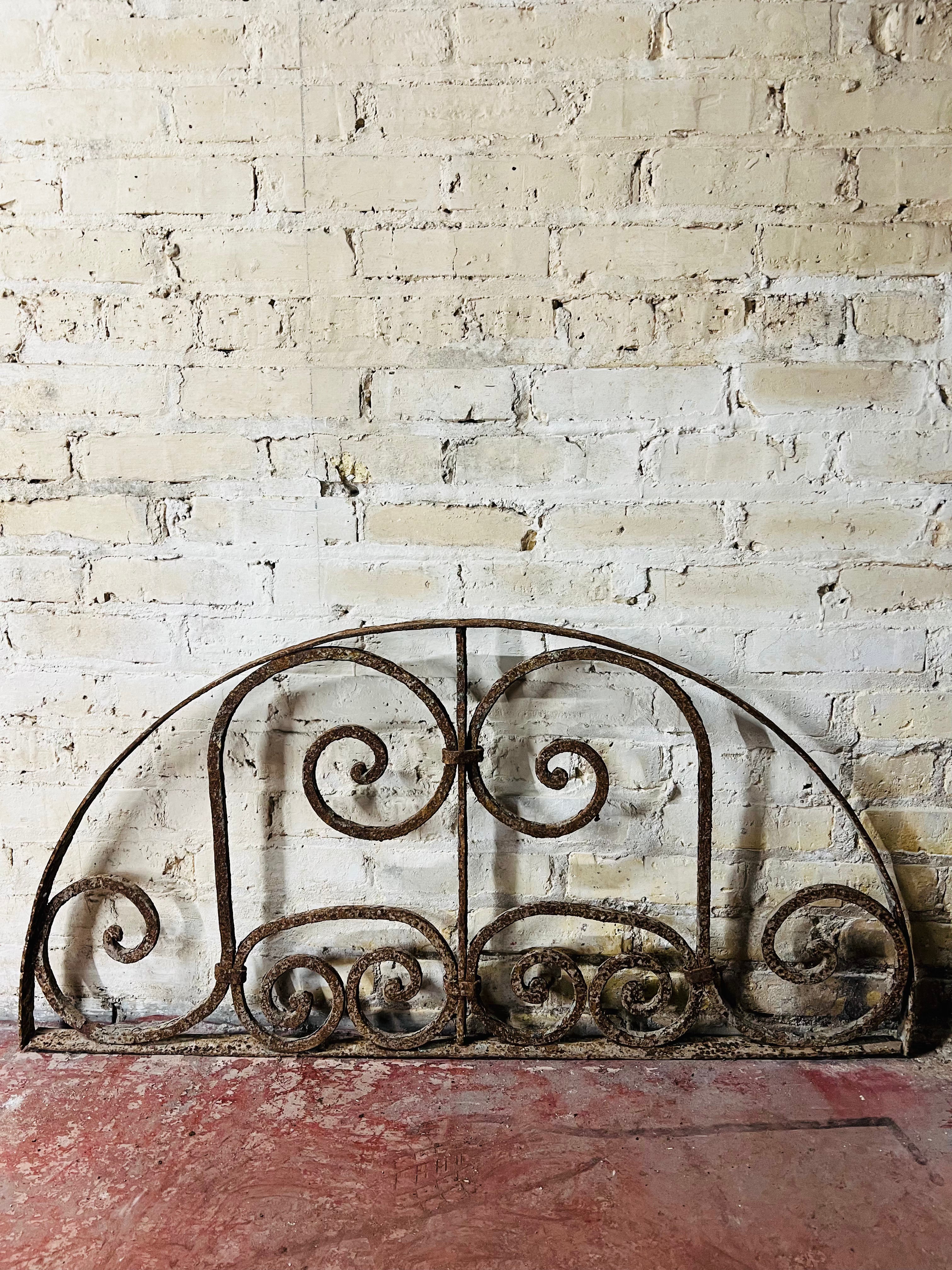 French Colonial Wrought Iron Arched Transom