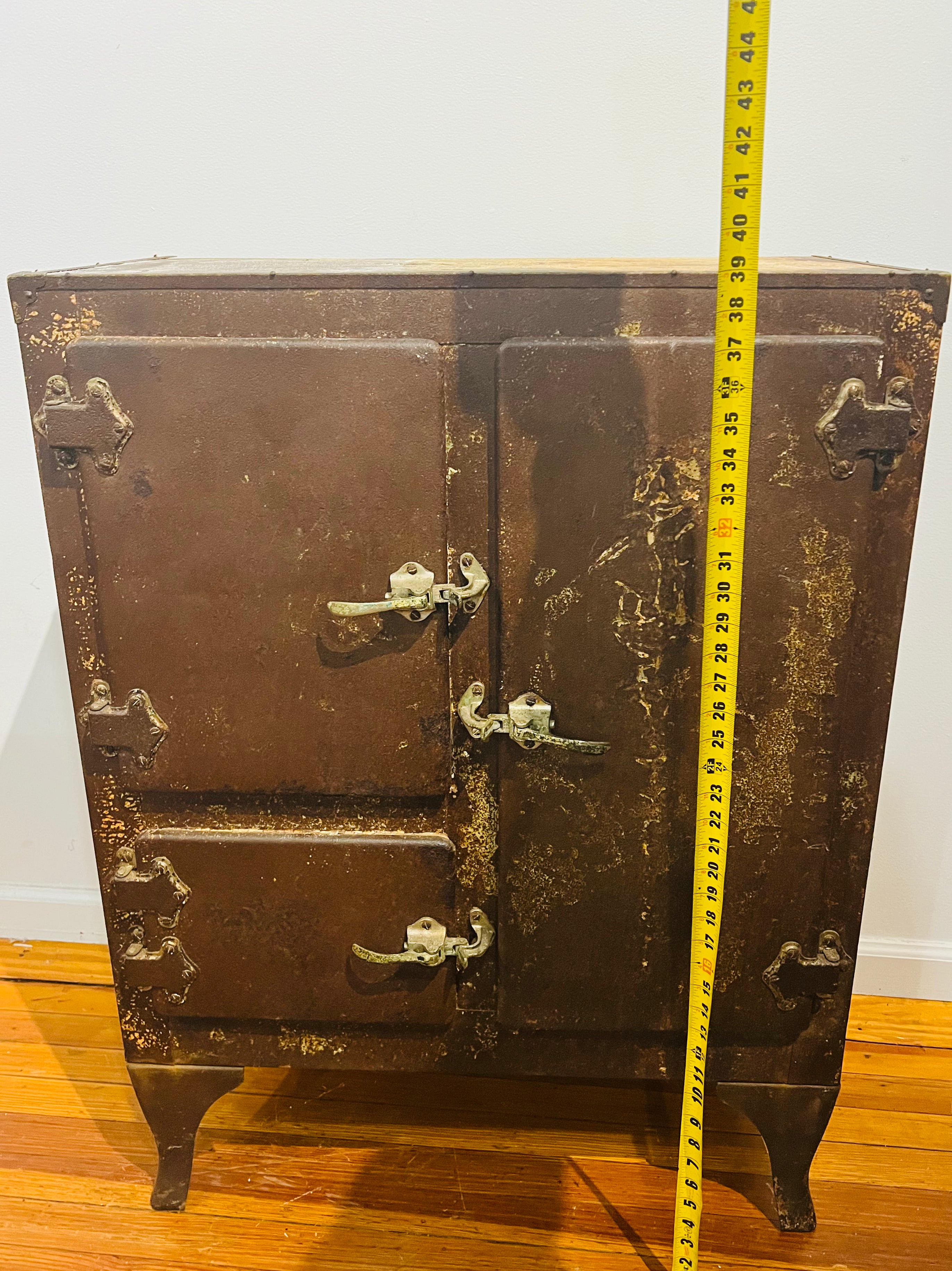 Vintage Ice Box metal / antique refrigeration
