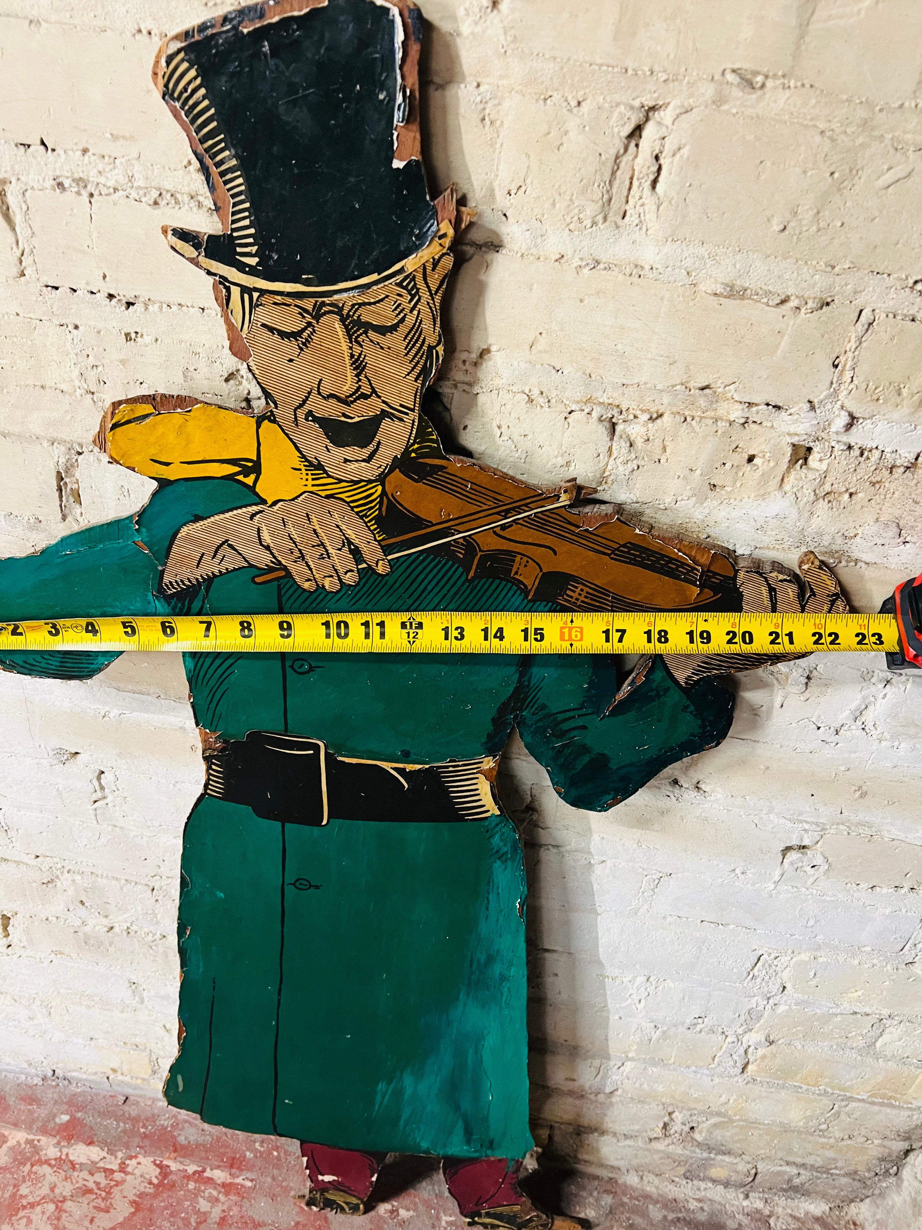 Vintage Wood Caroler Playing Violin - Man