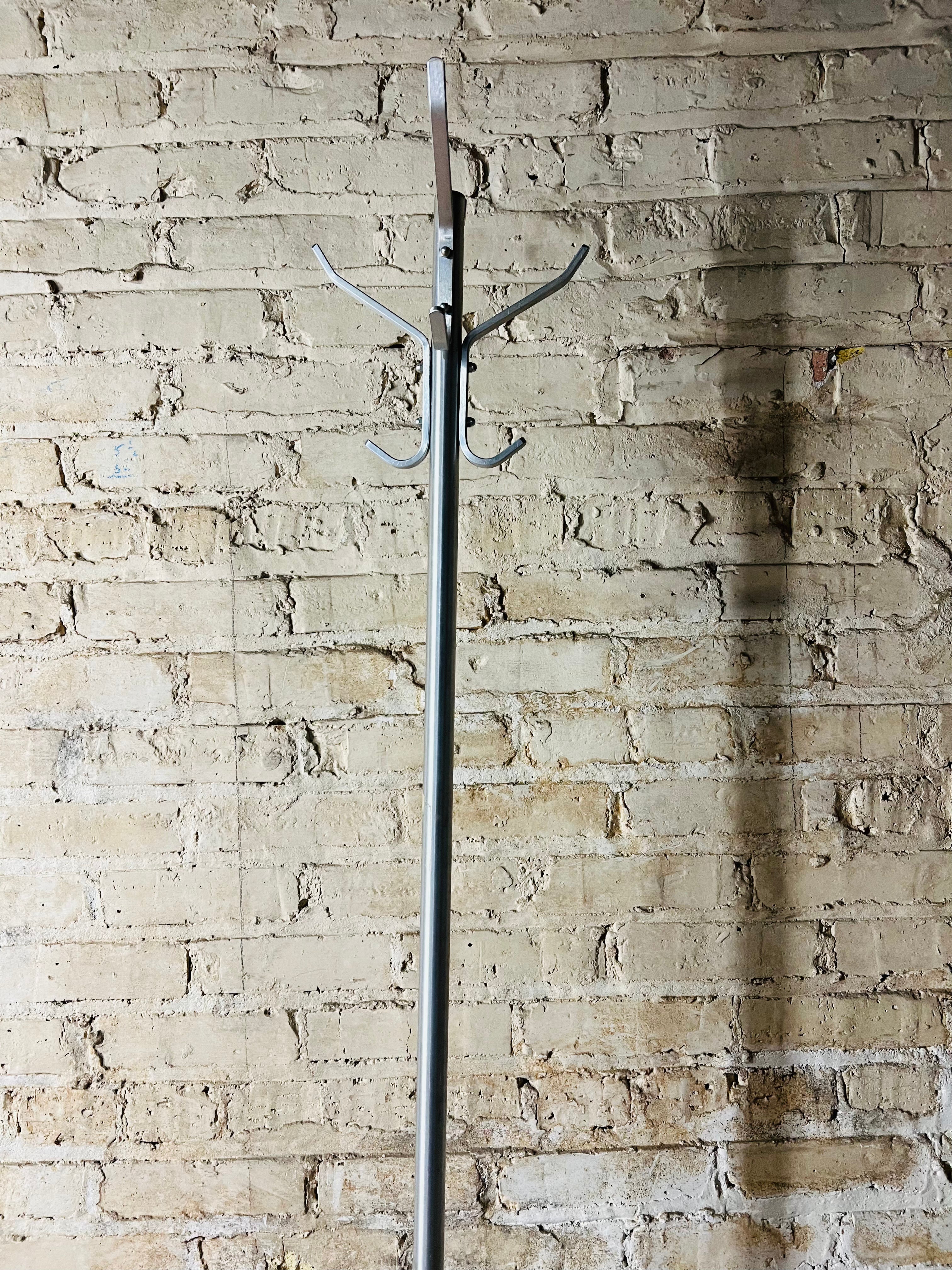 Vintage mid-century stainless steel coat rack.