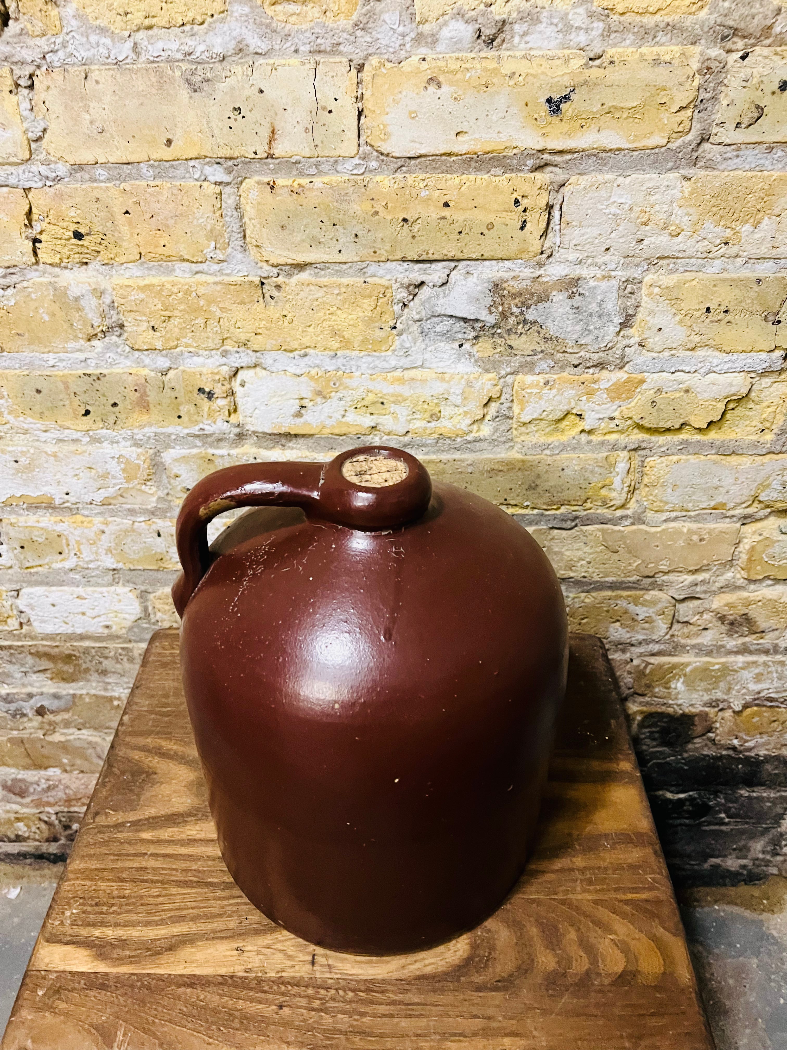 Antique Crock Jug Brown Stoneware