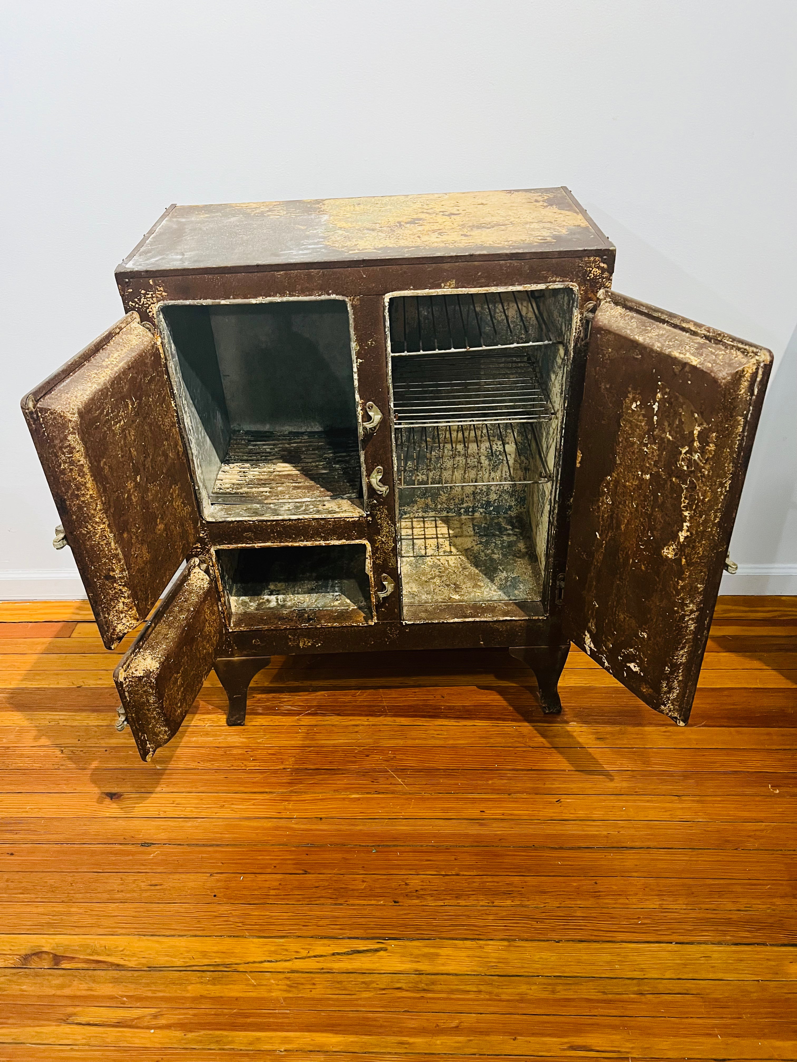 Vintage Ice Box metal / antique refrigeration