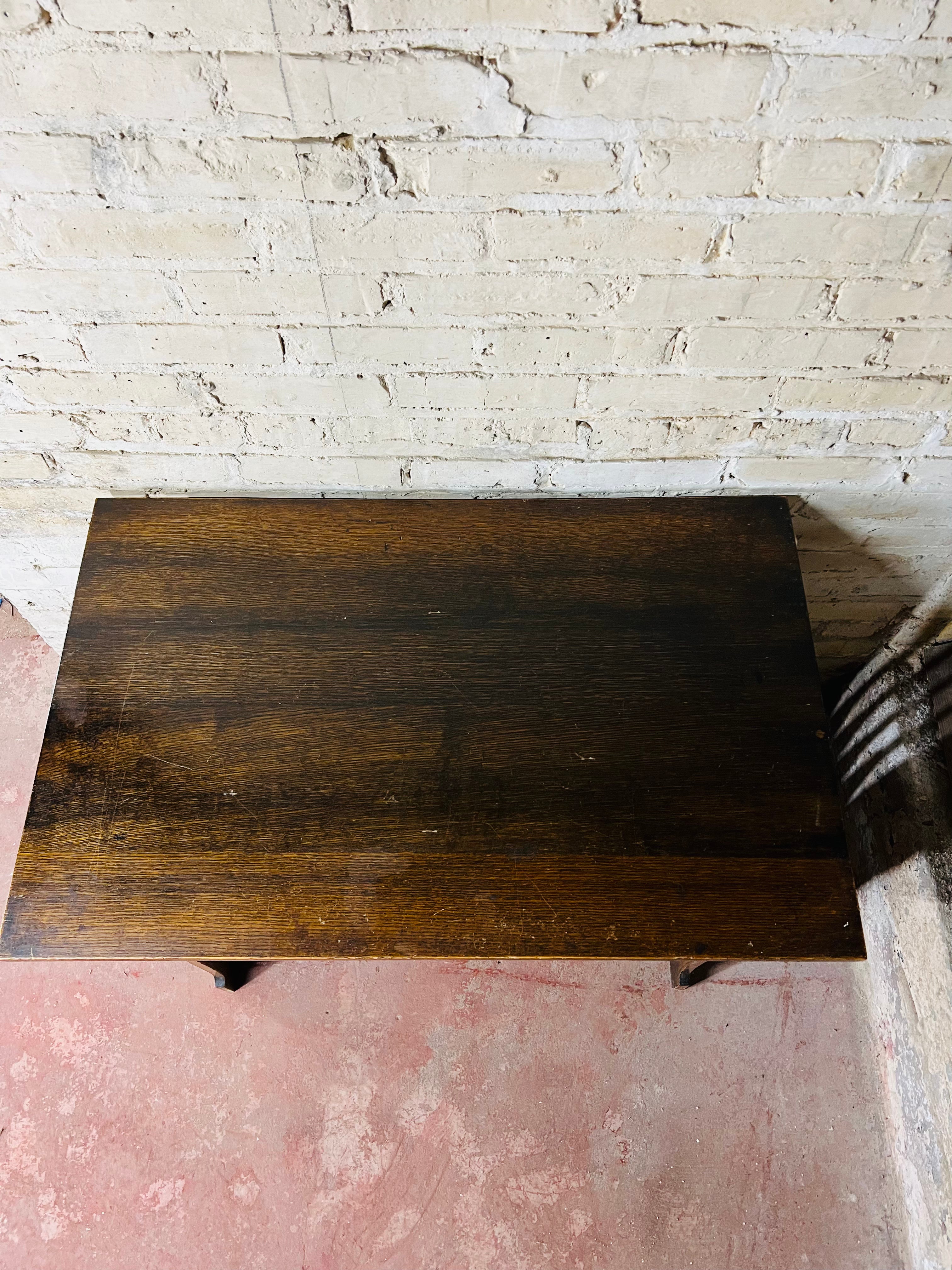 Antique Vintage Oak Mission Library Table