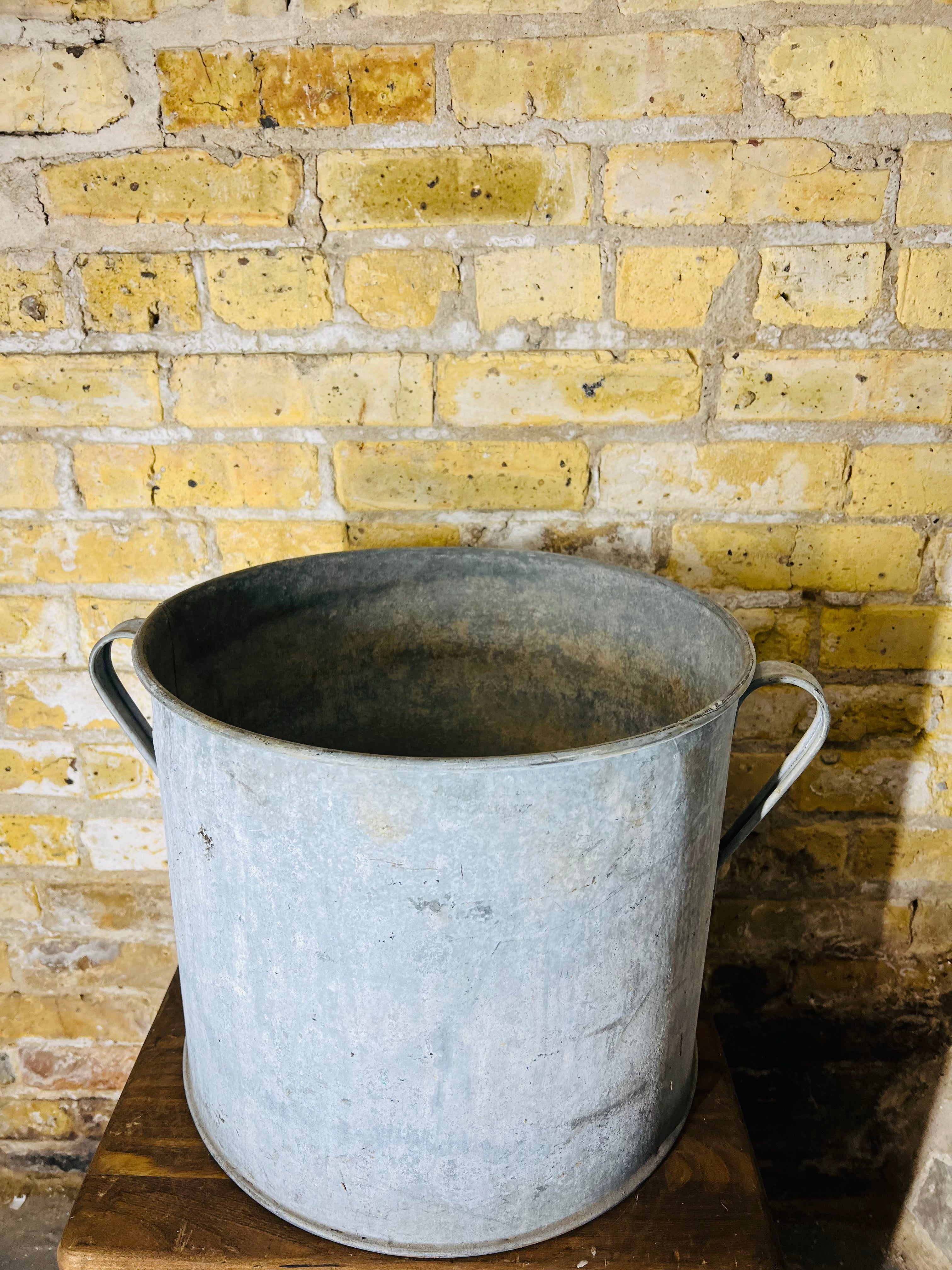 Vintage Galvanized Metal Planter