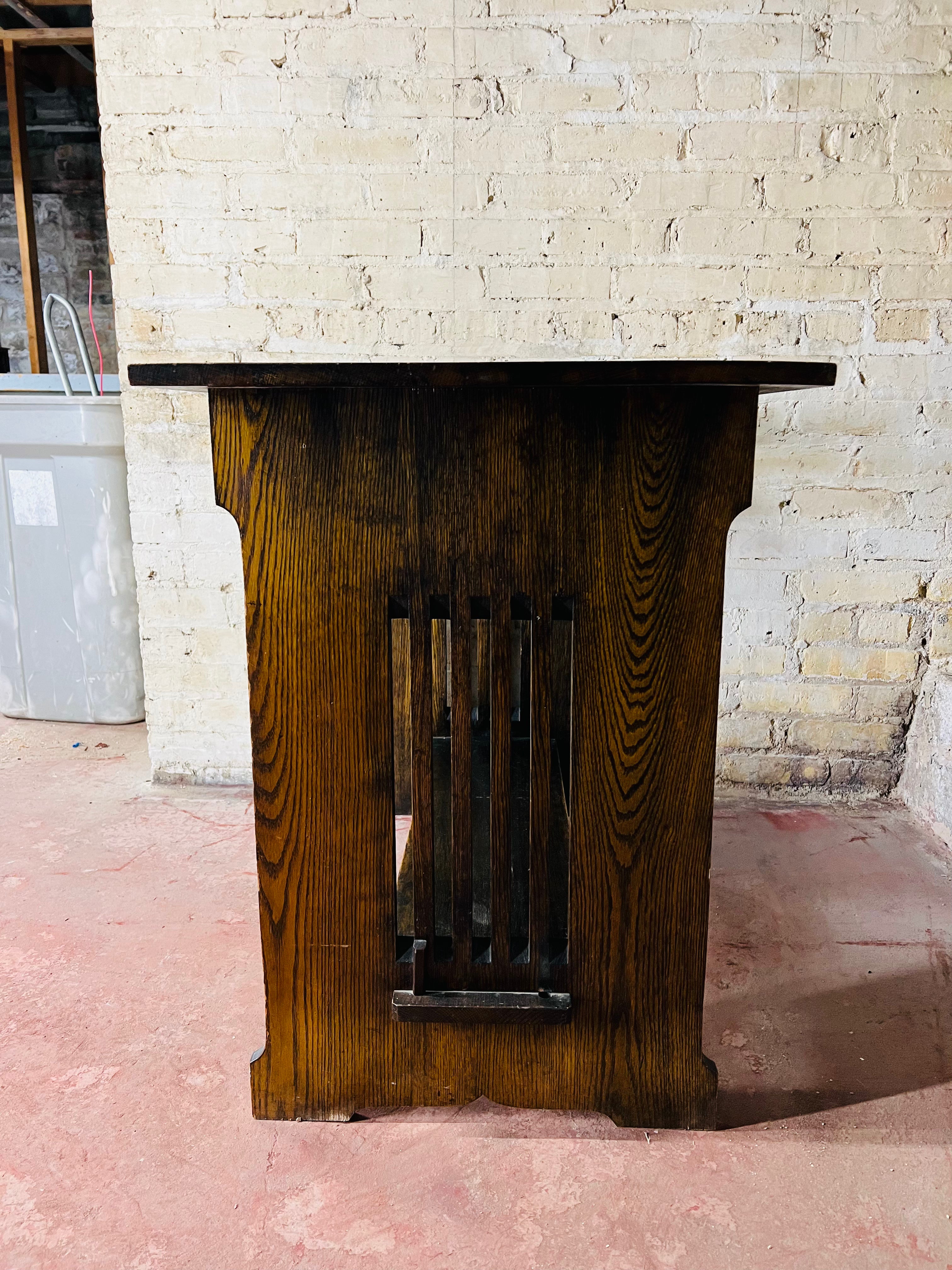 Antique Vintage Oak Mission Library Table