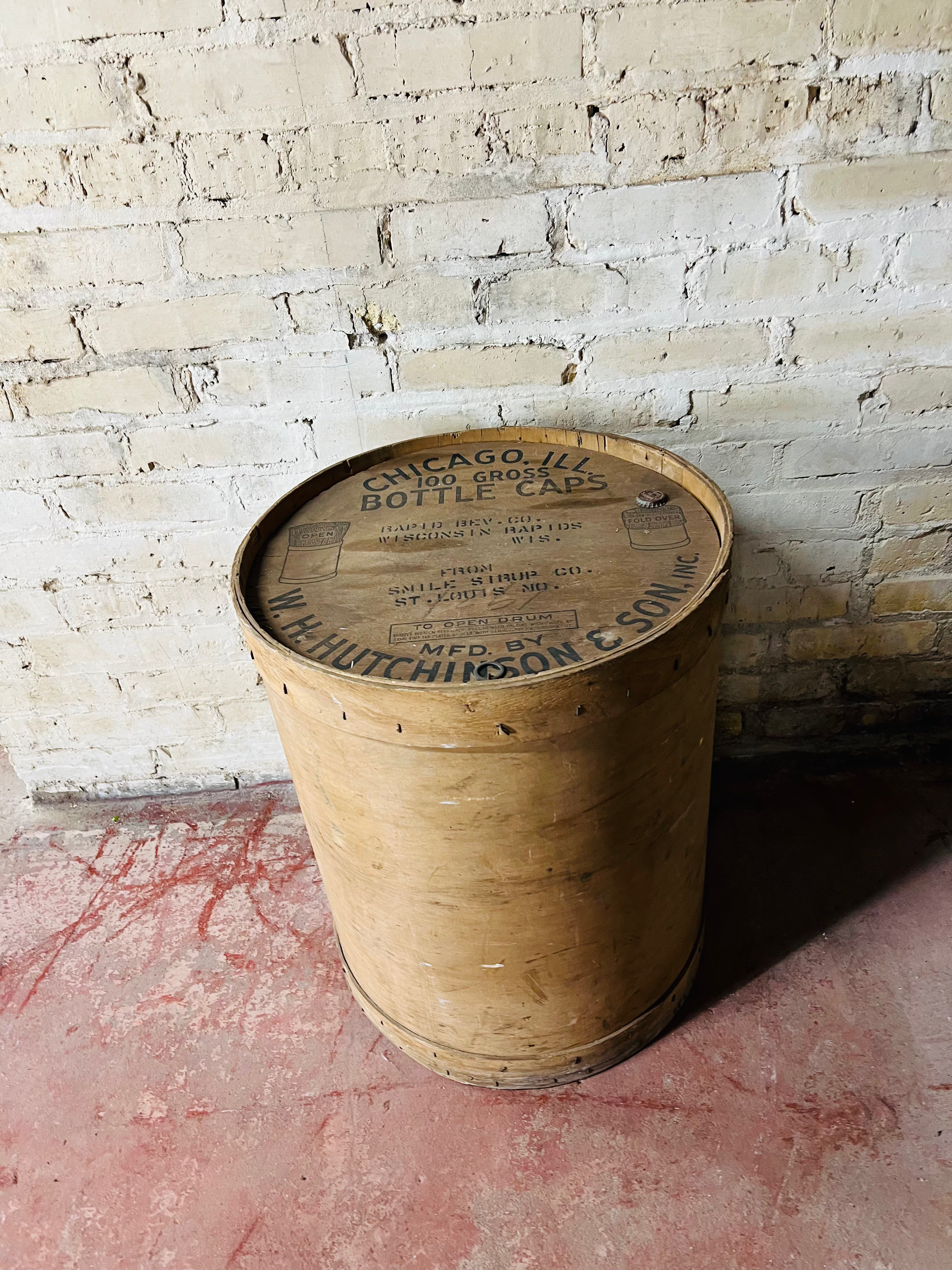 Vintage W.H. Hutchinson Bottle Caps Shipping Wood Crate