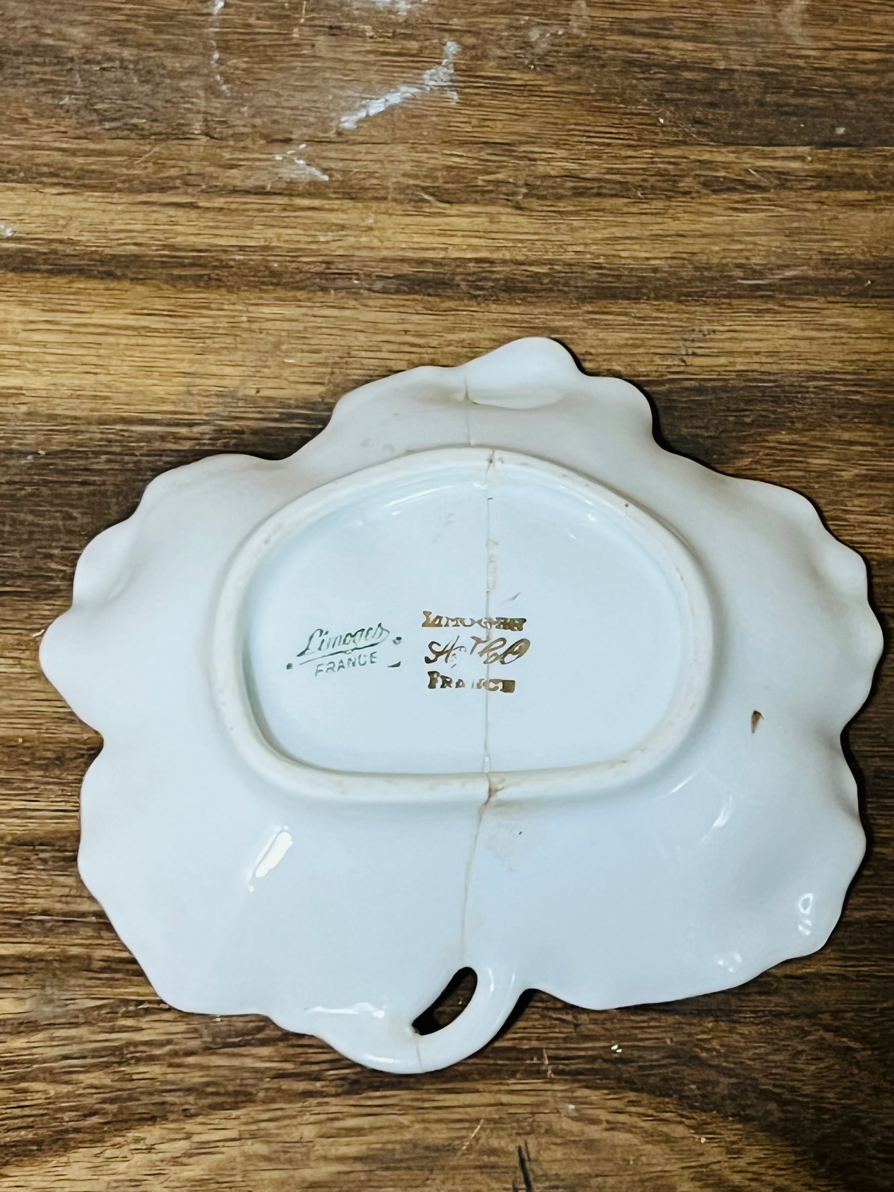 Vintage Limoges France Pink Roses and Gold Scallop Edge