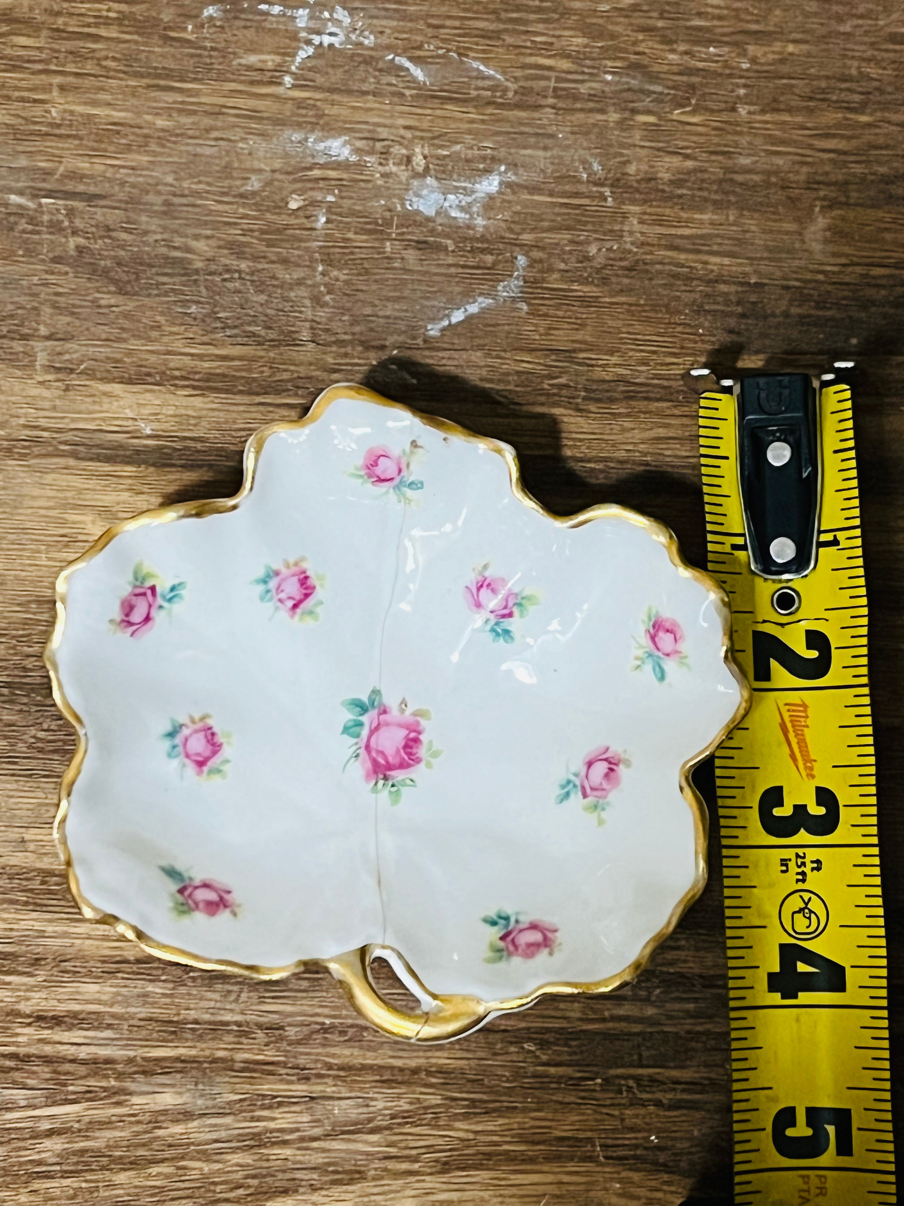 Vintage Limoges France Pink Roses and Gold Scallop Edge