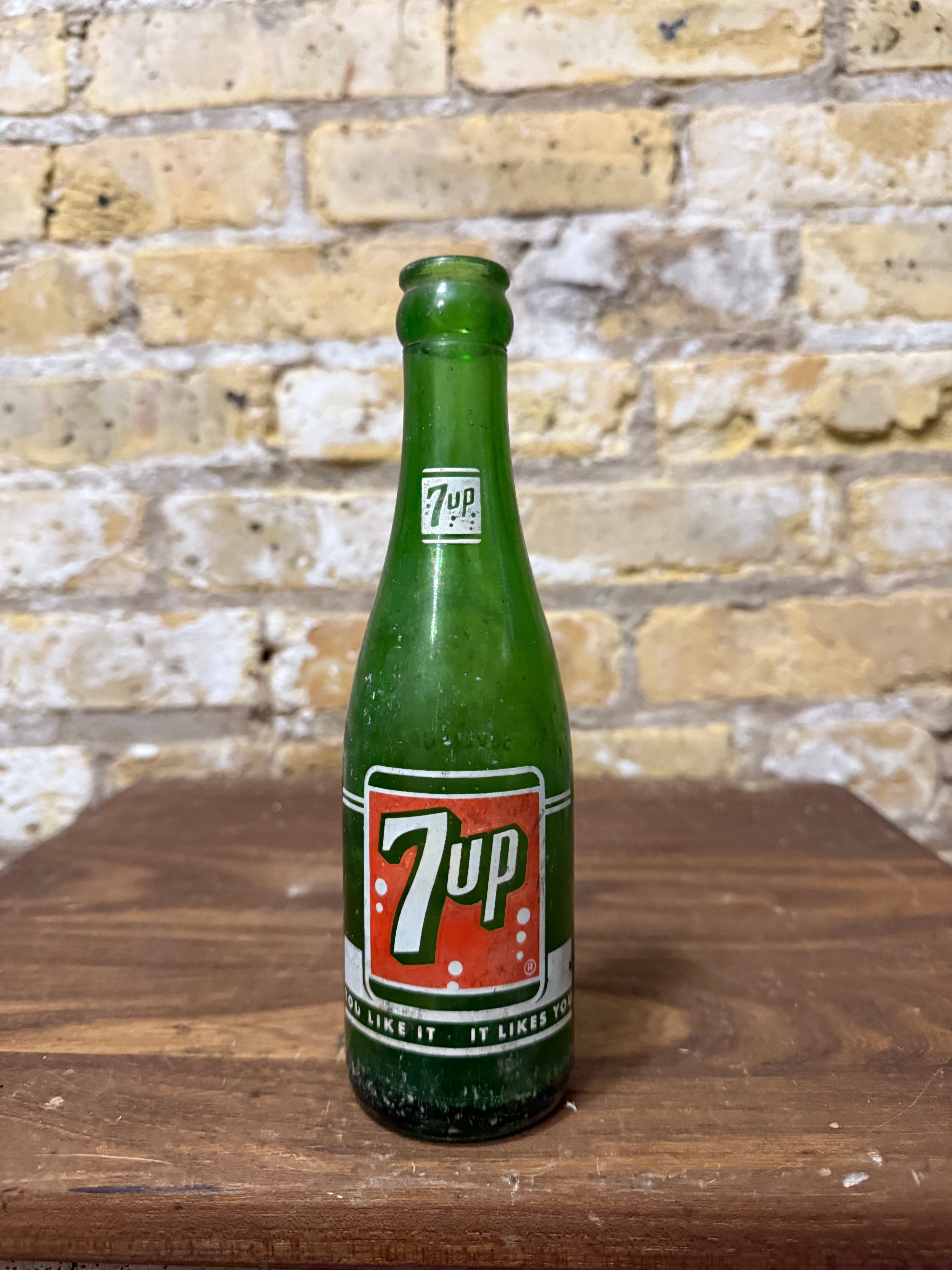 Vintage Glass 7up Bottle