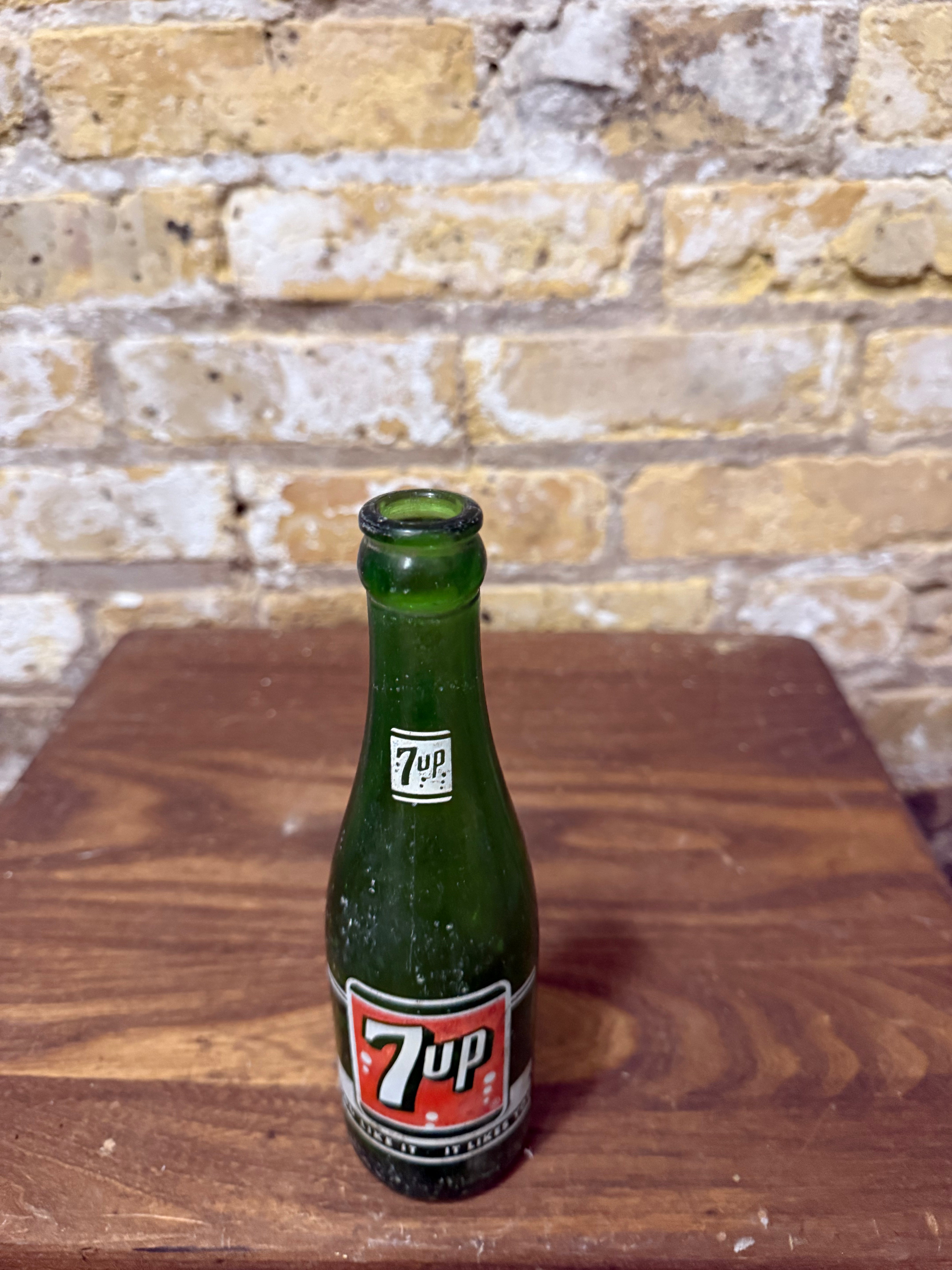 Vintage Glass 7up Bottle