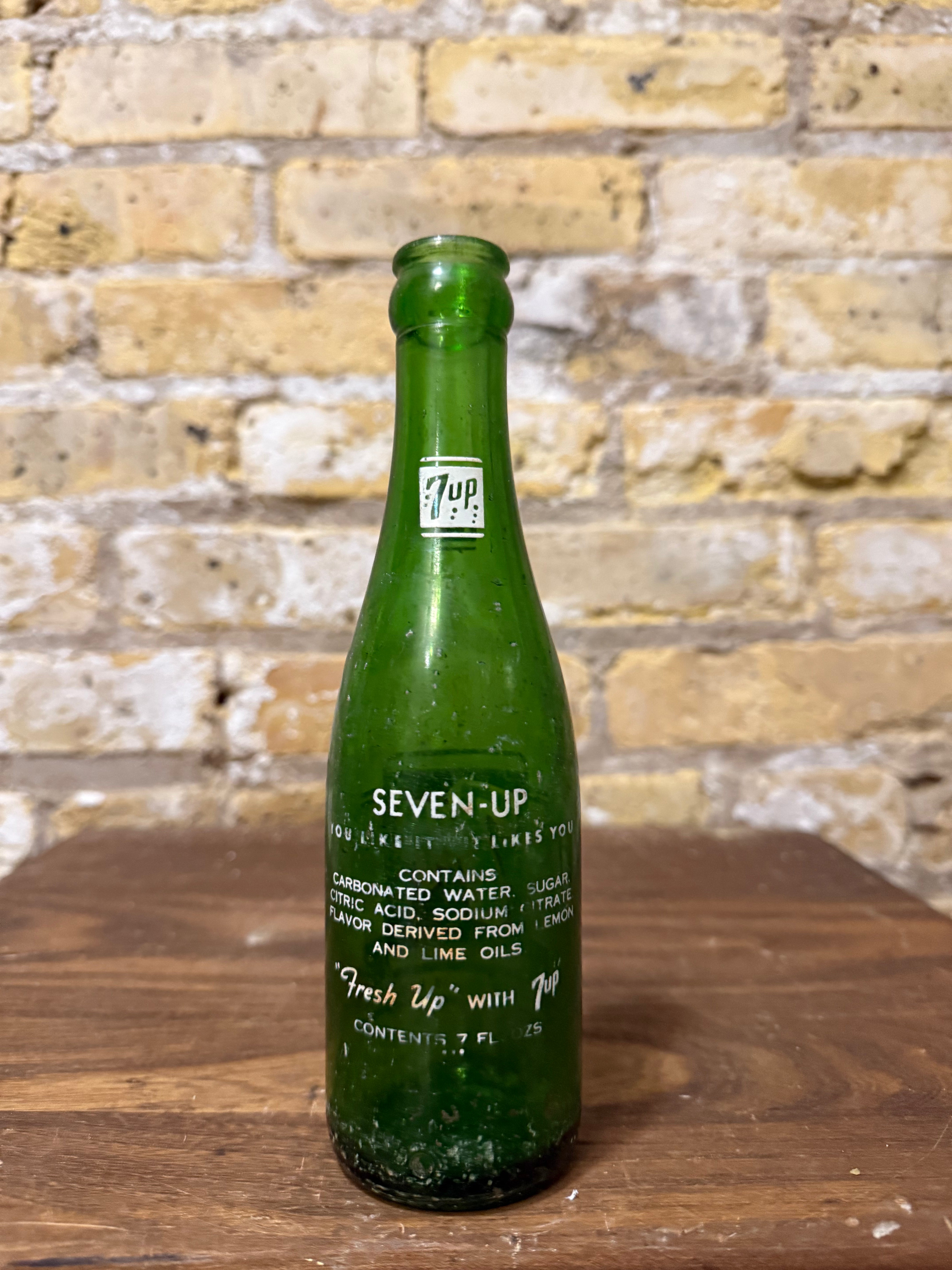 Vintage Glass 7up Bottle