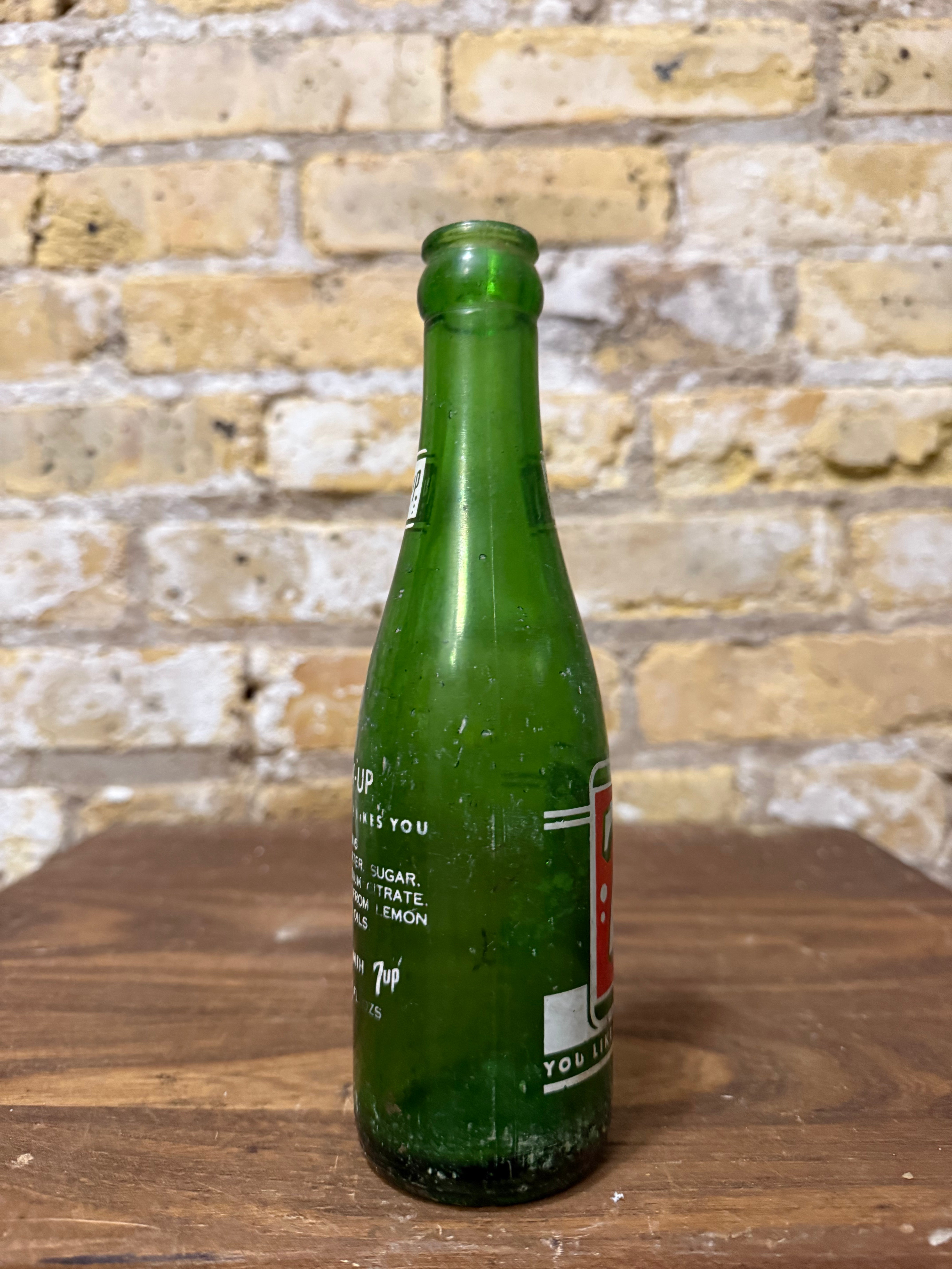 Vintage Glass 7up Bottle