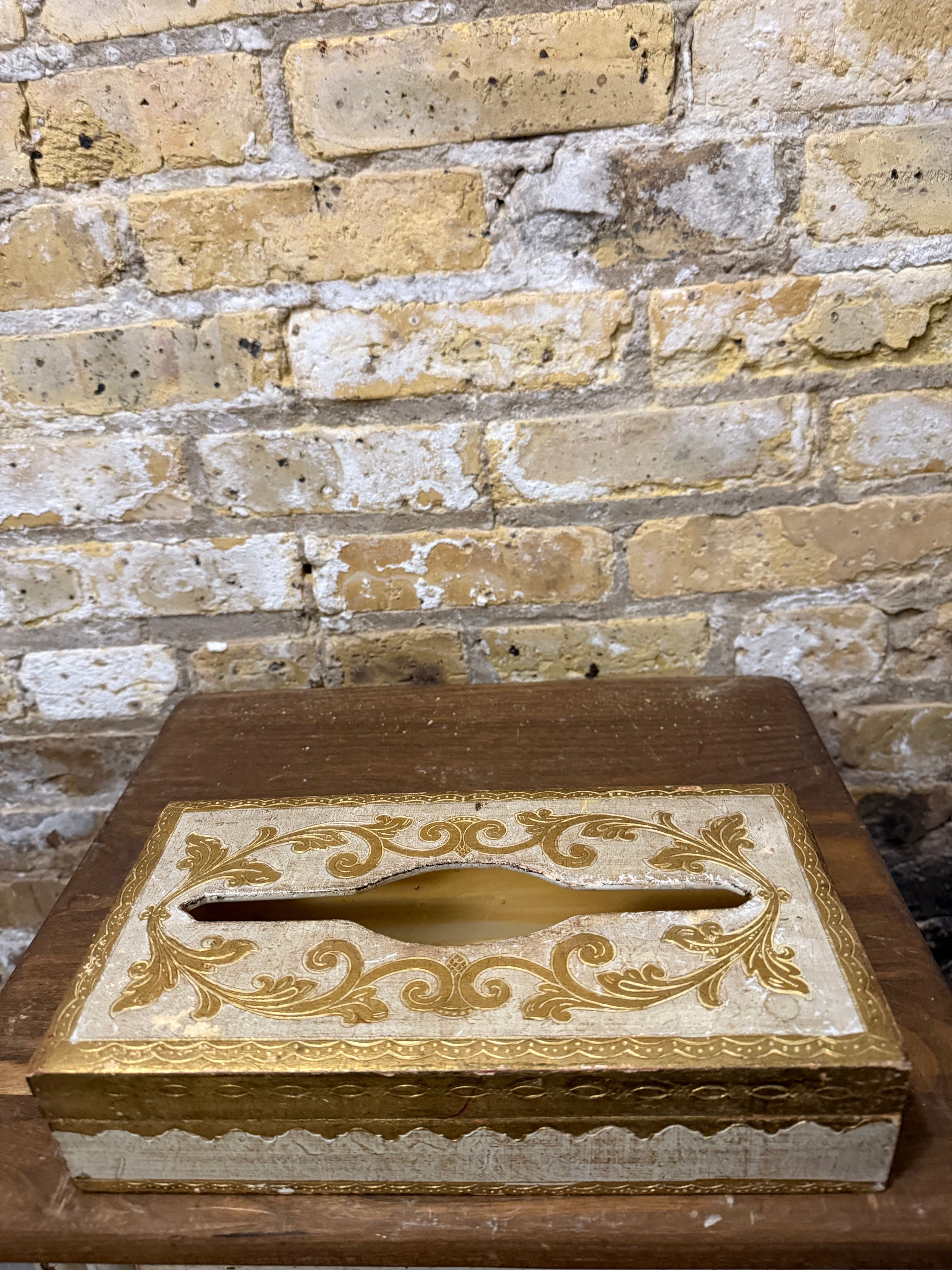 Vintage Italian Florentine Tissue Box