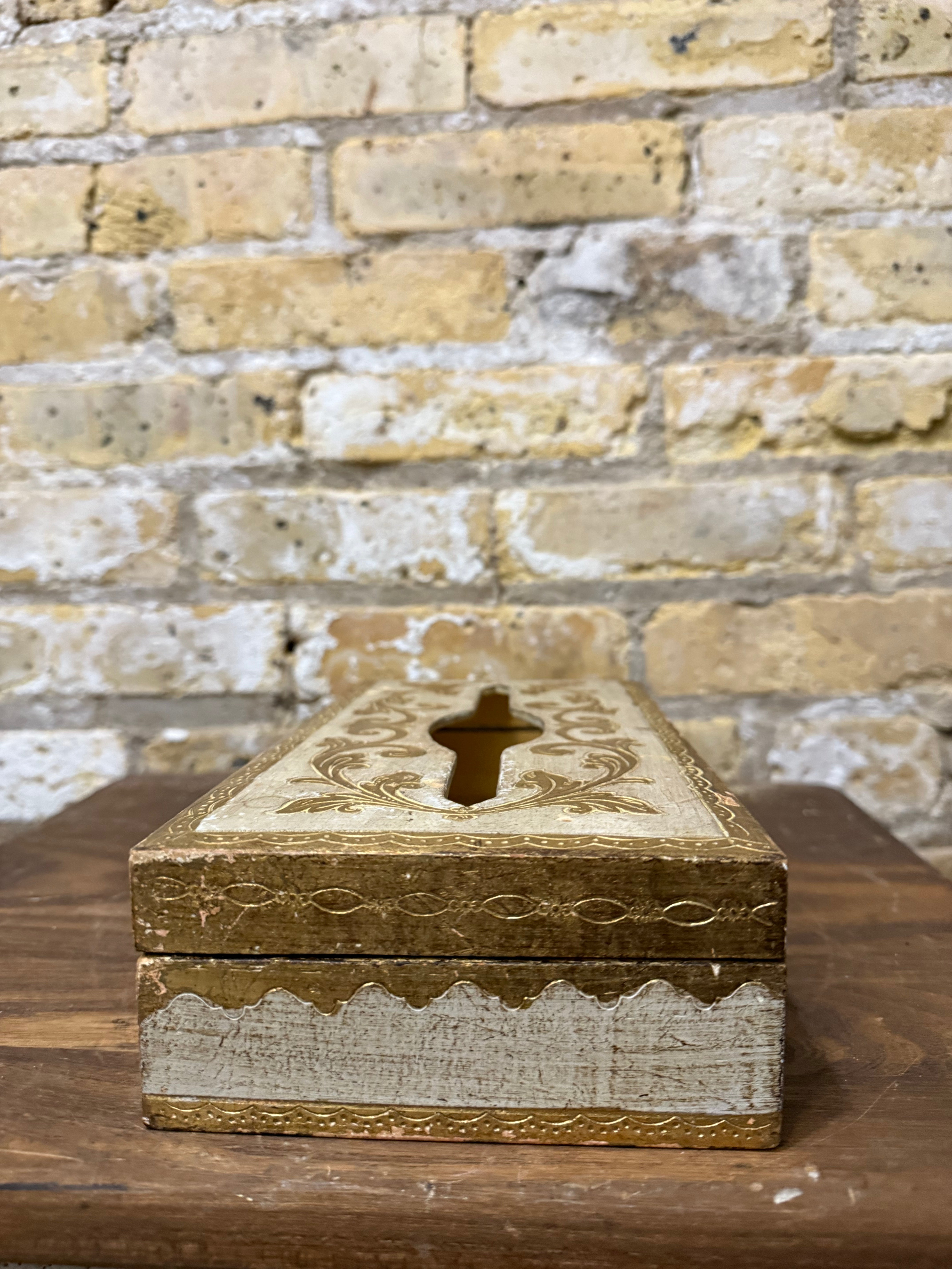 Vintage Italian Florentine Tissue Box