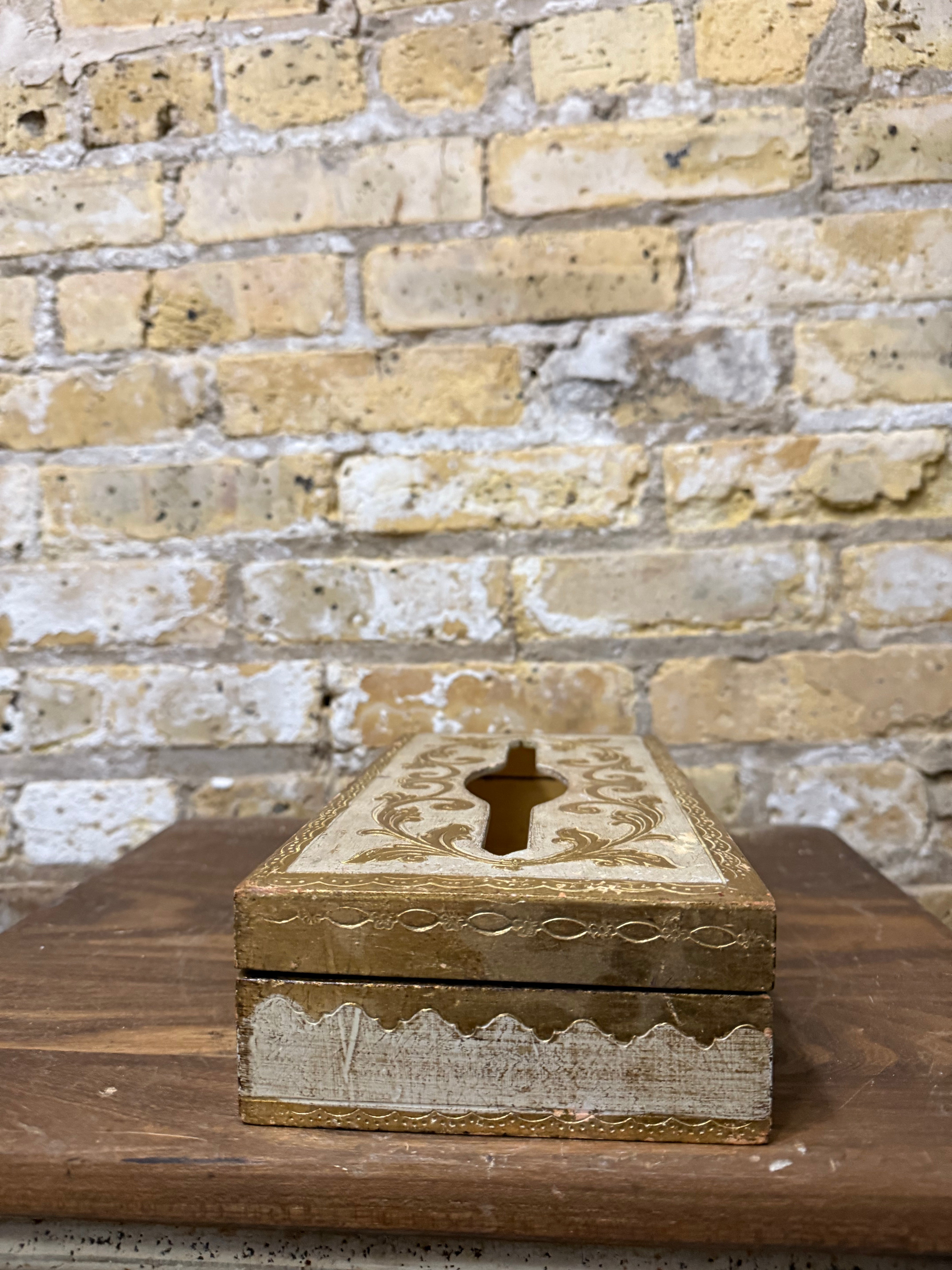 Vintage Italian Florentine Tissue Box