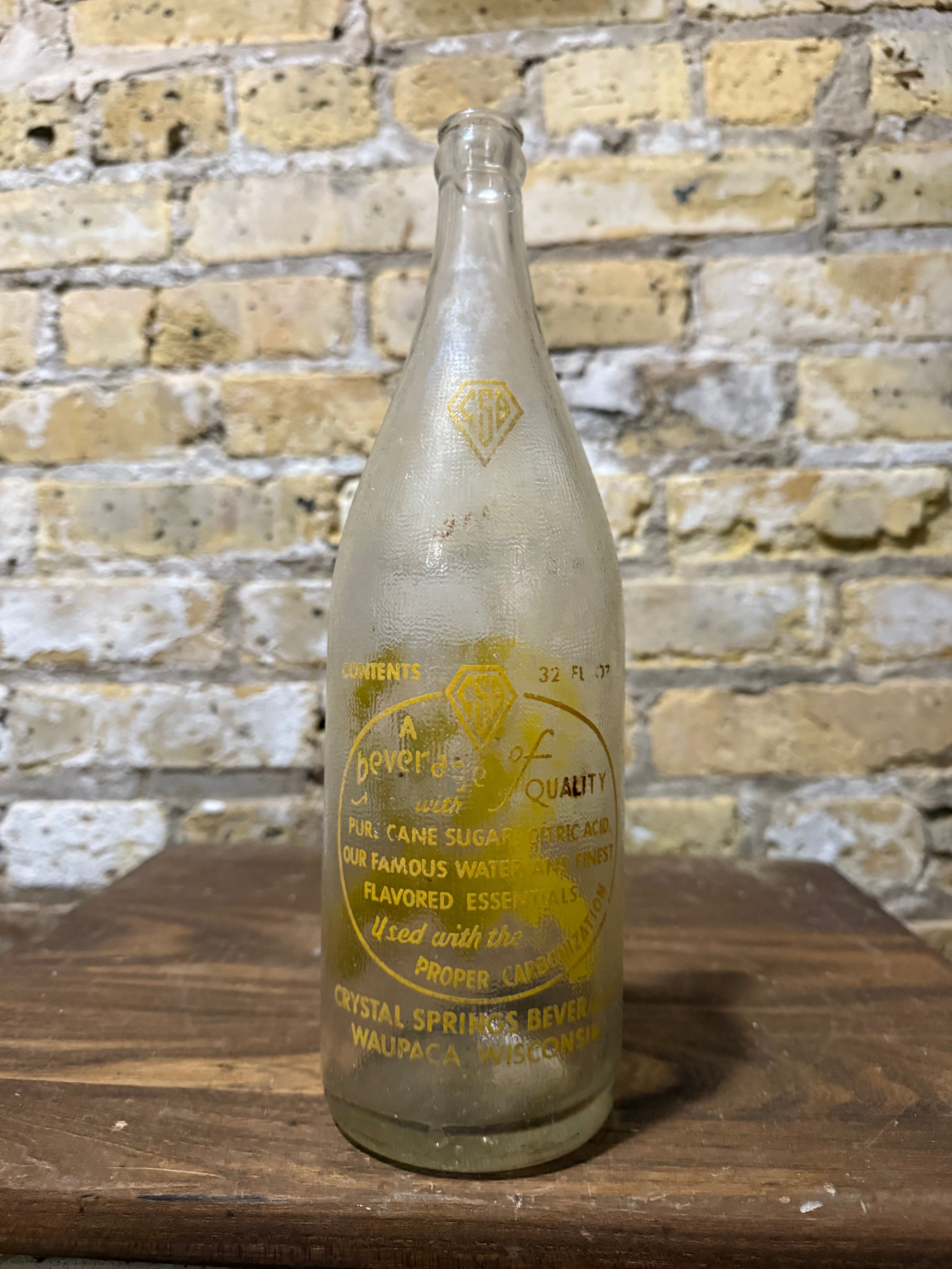 Vintage Crystal Springs Glass Bottle