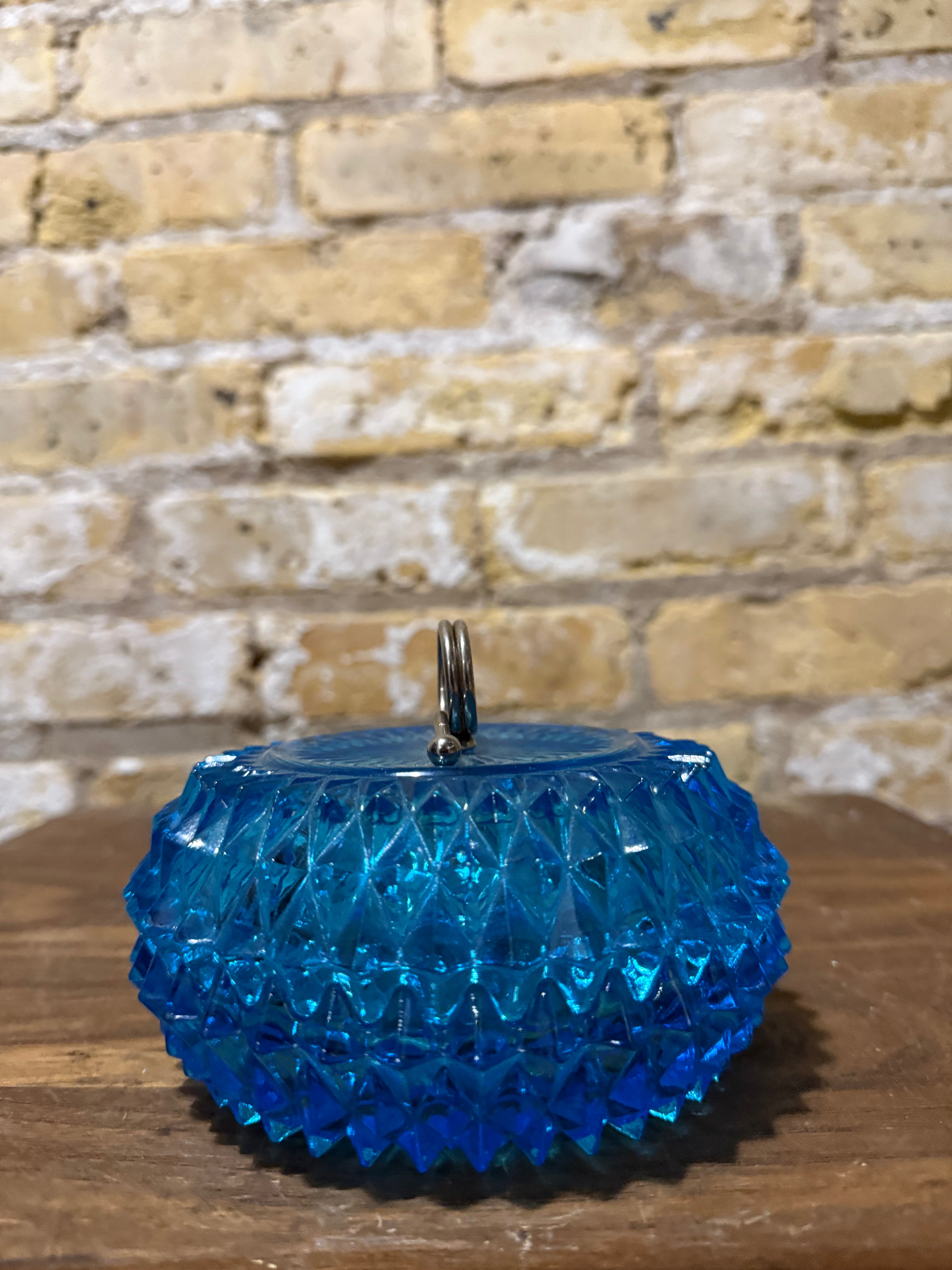 Indiana Glass Diamond Point Blue Jar Candy Dish