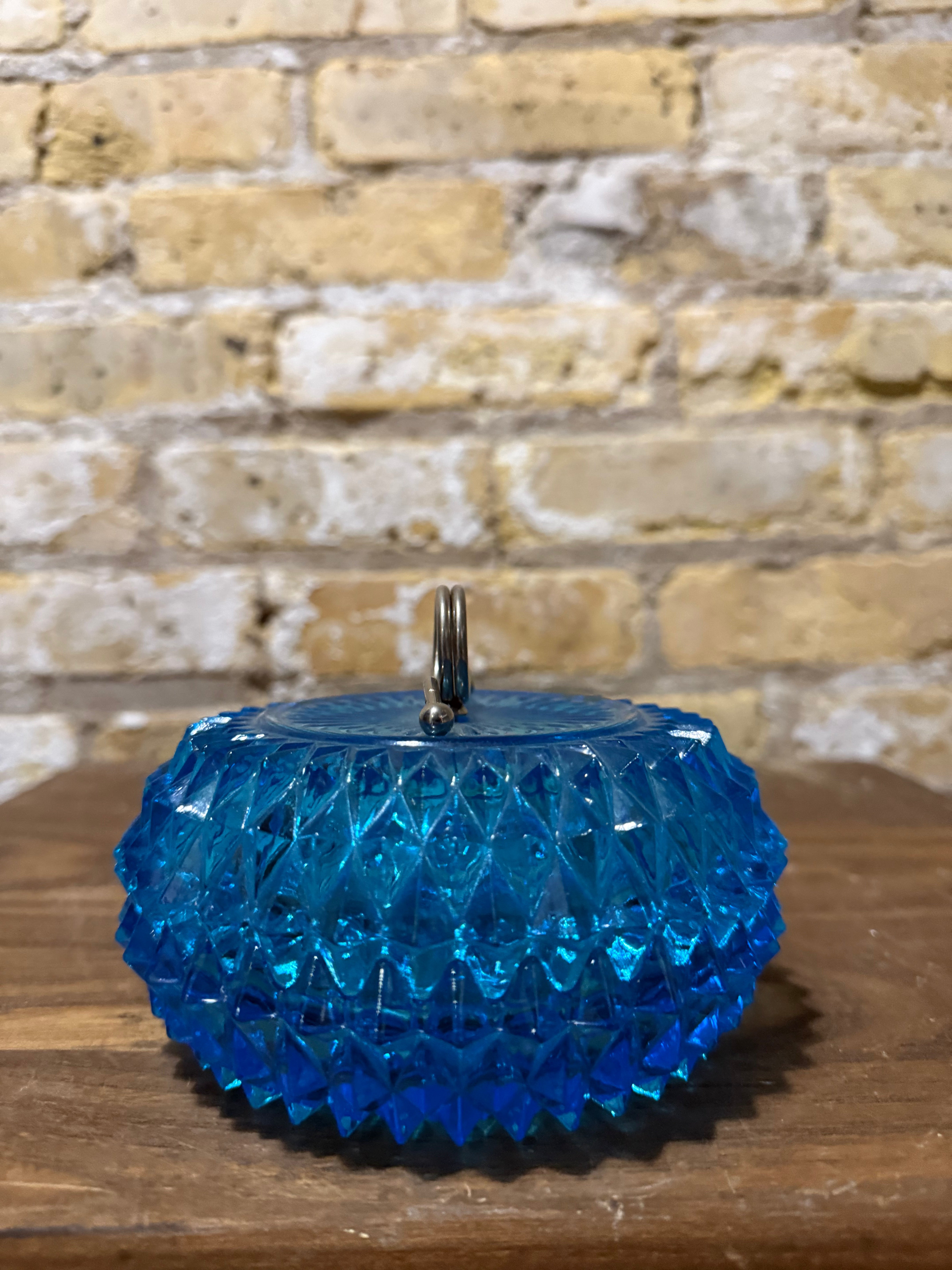 Indiana Glass Diamond Point Blue Jar Candy Dish